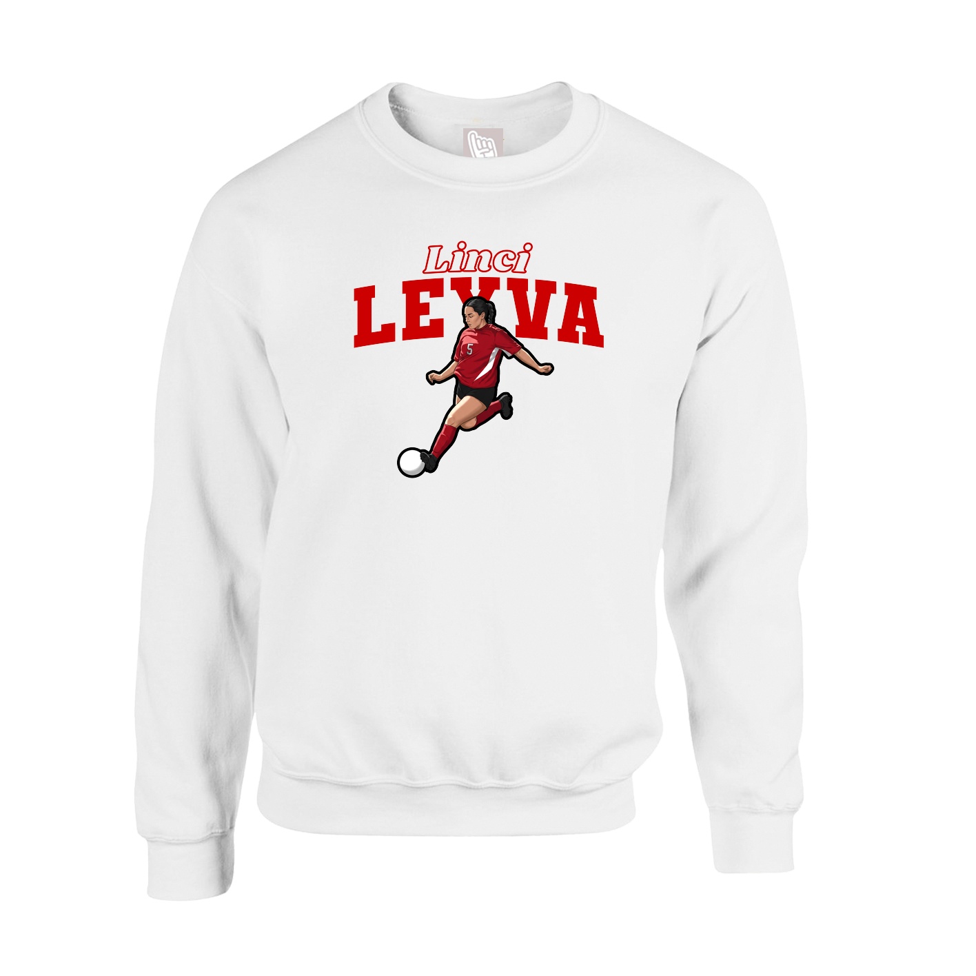 Fleece Crew — Name Arch in White