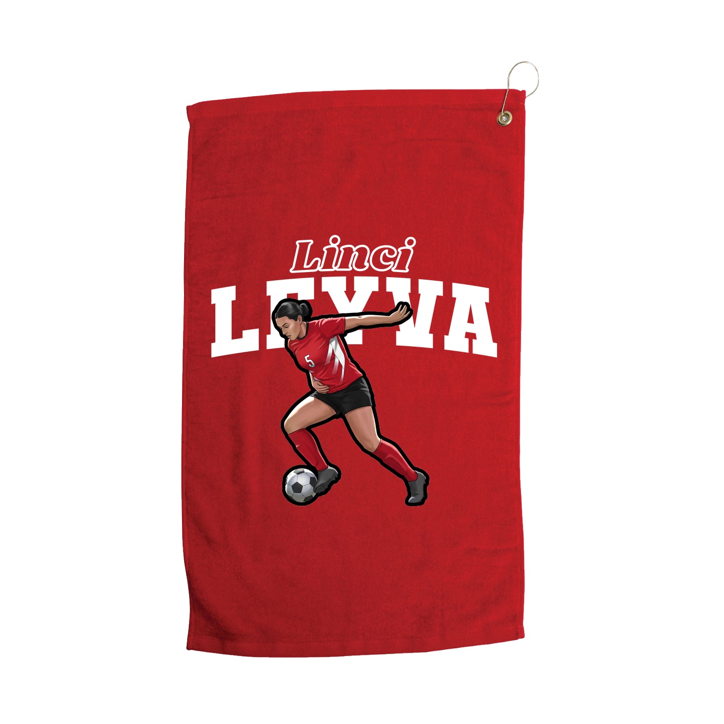 Golf Towel — Name Arch in Red