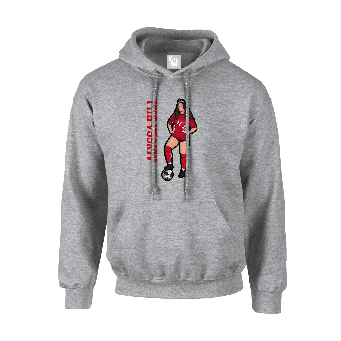 Youth Hoodie — Name Vertical in Grey