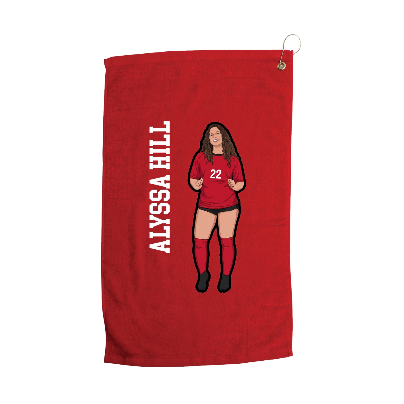 Golf Towel — Name Vertical in Red