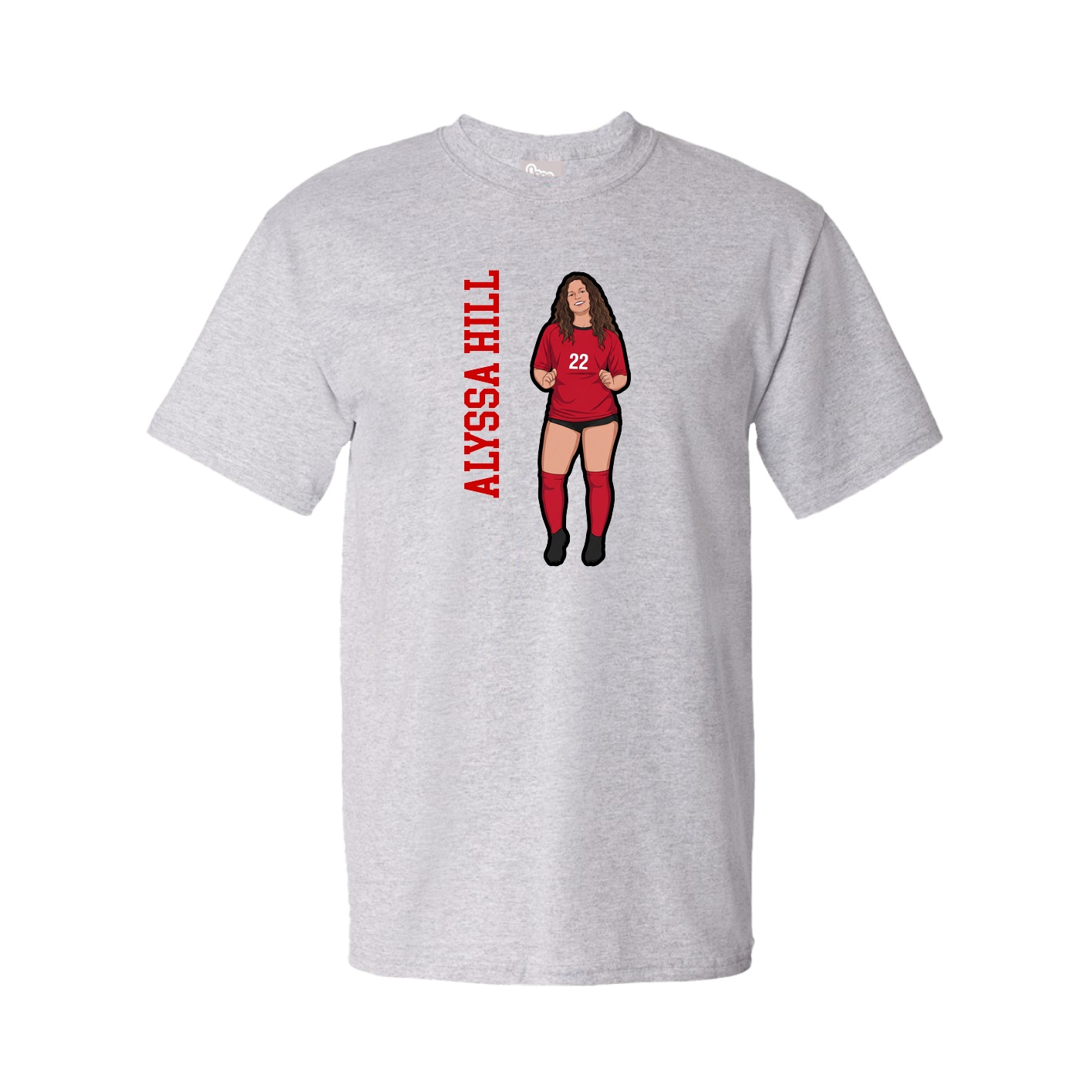 Youth Tee — Name Vertical in Grey