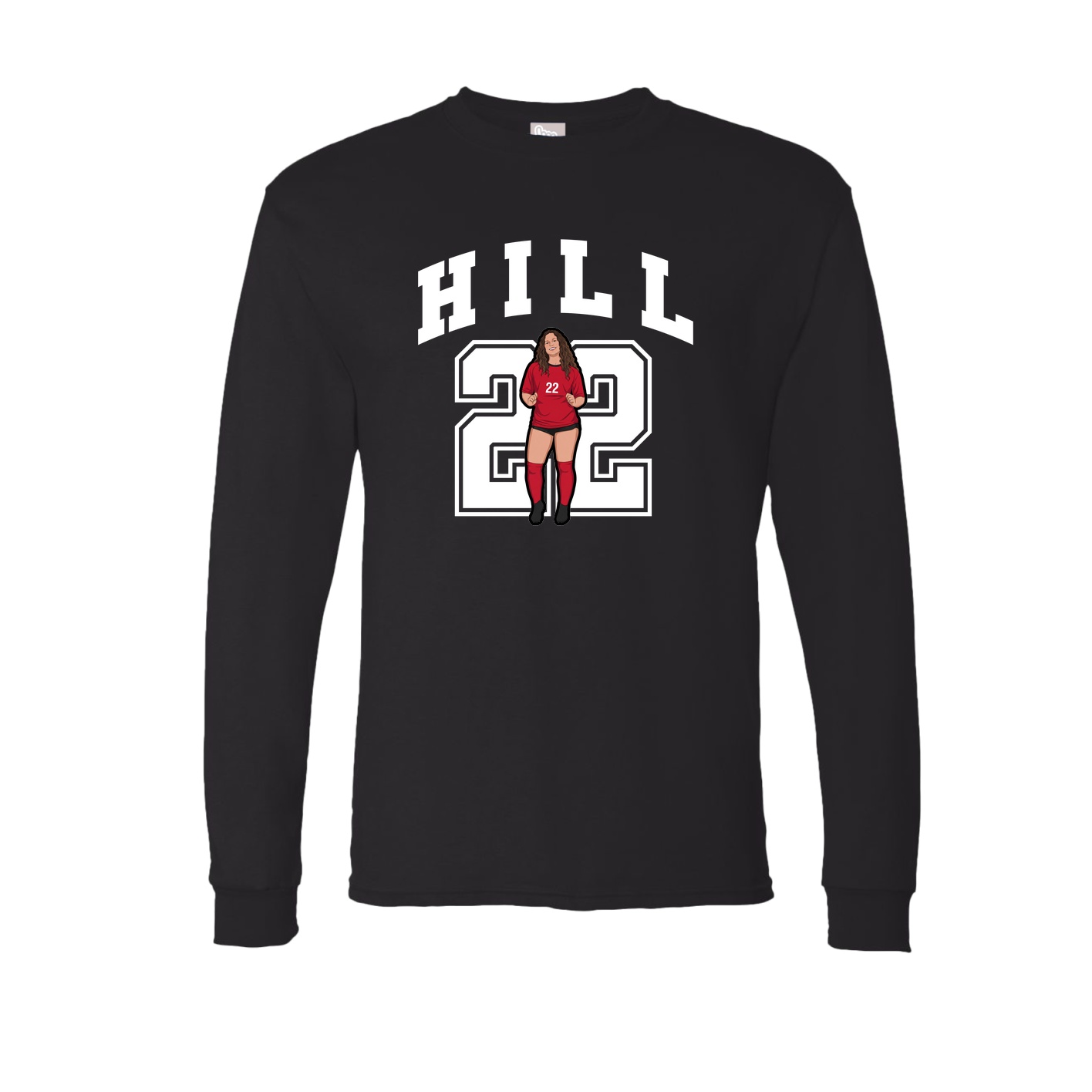 Long Sleeve Tee — Number in Black