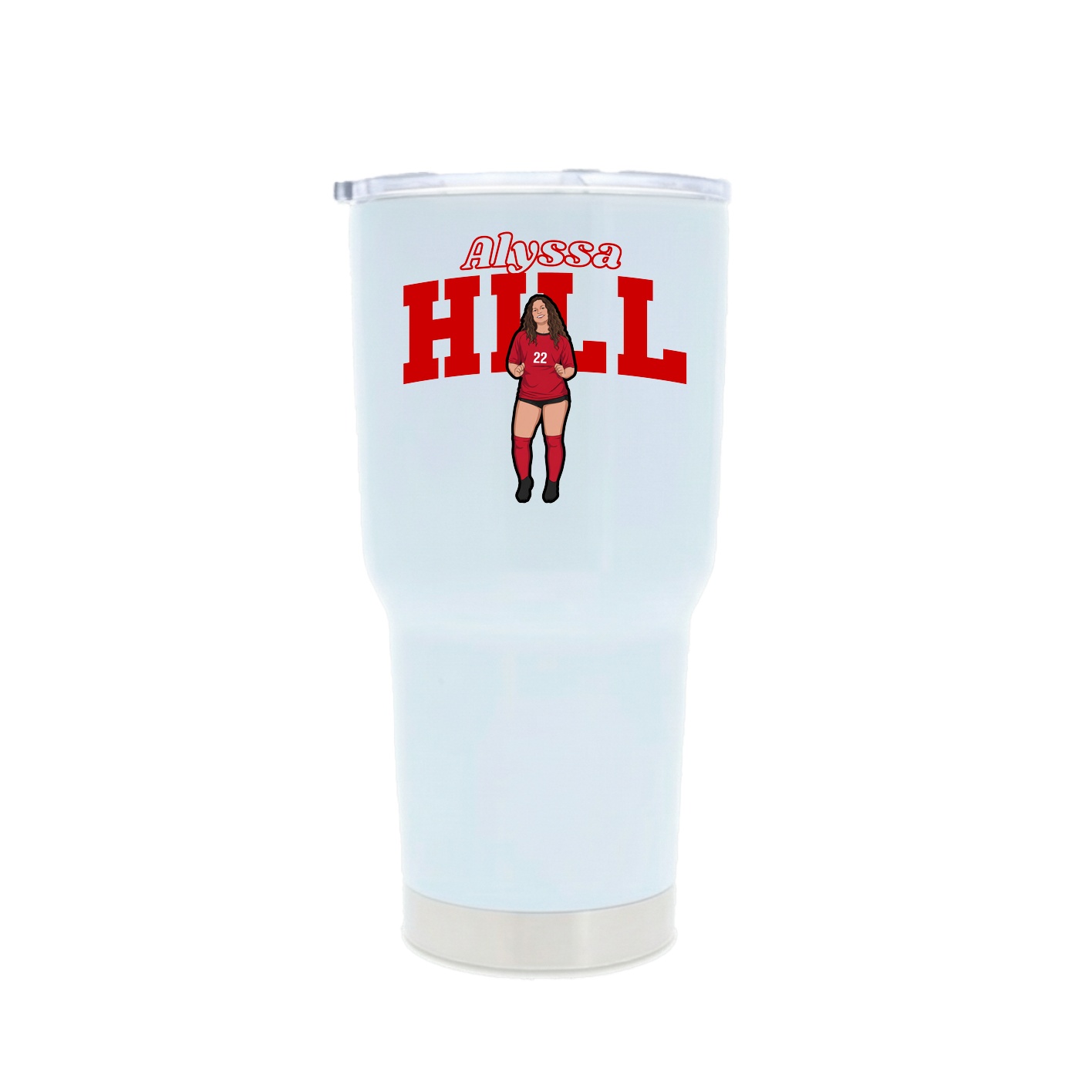 30oz Stainless Steel Tumbler — Name Arch in White