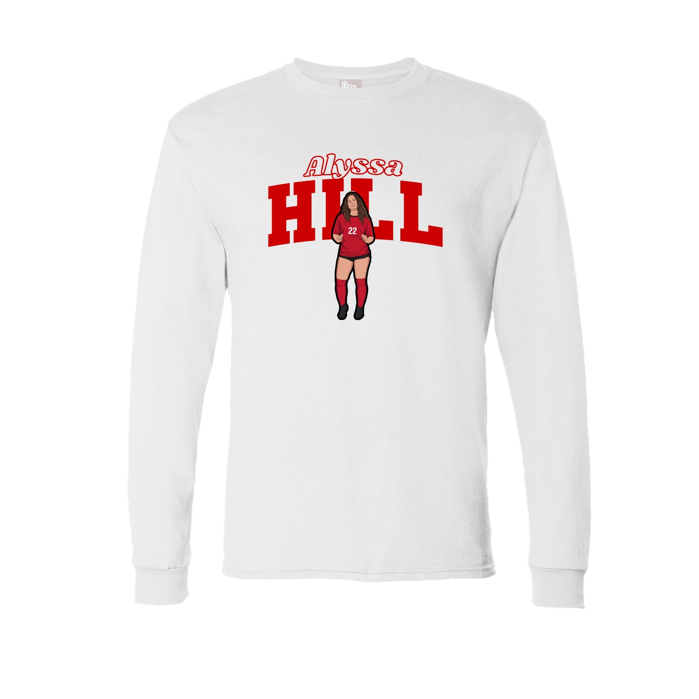 Long Sleeve Tee — Name Arch in White