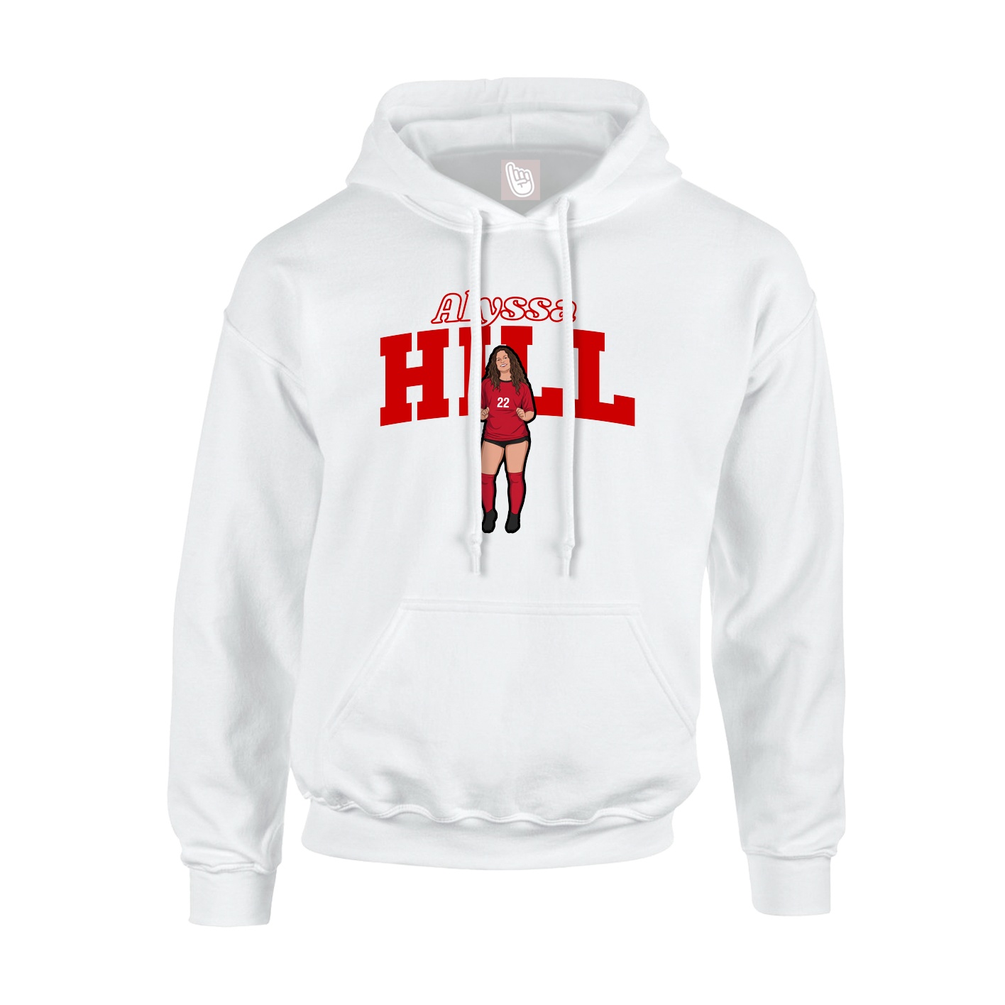 Youth Hoodie — Name Arch in White