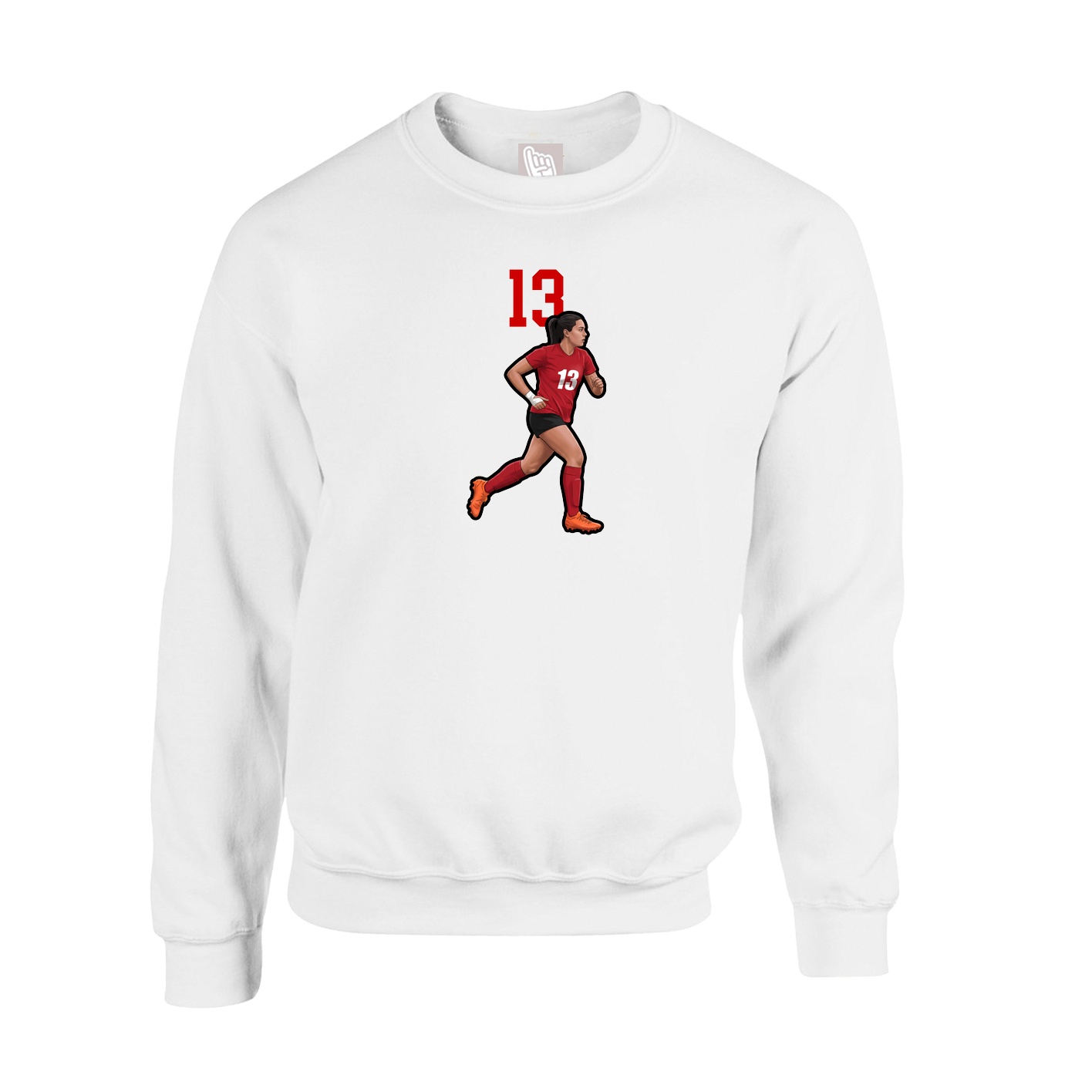 Fleece Crew — Number Top in White