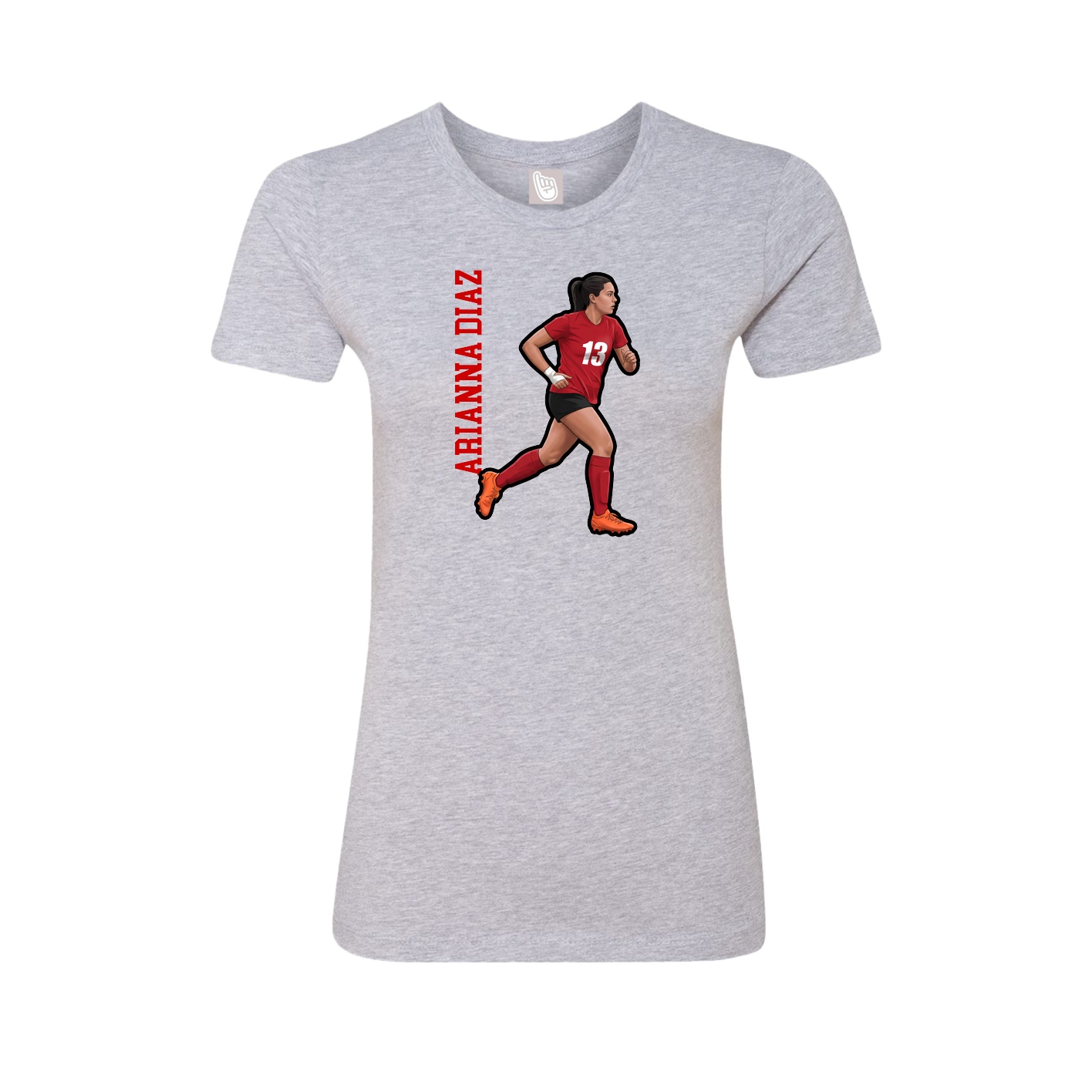 Fitted Women's Tee — Name Vertical in Grey