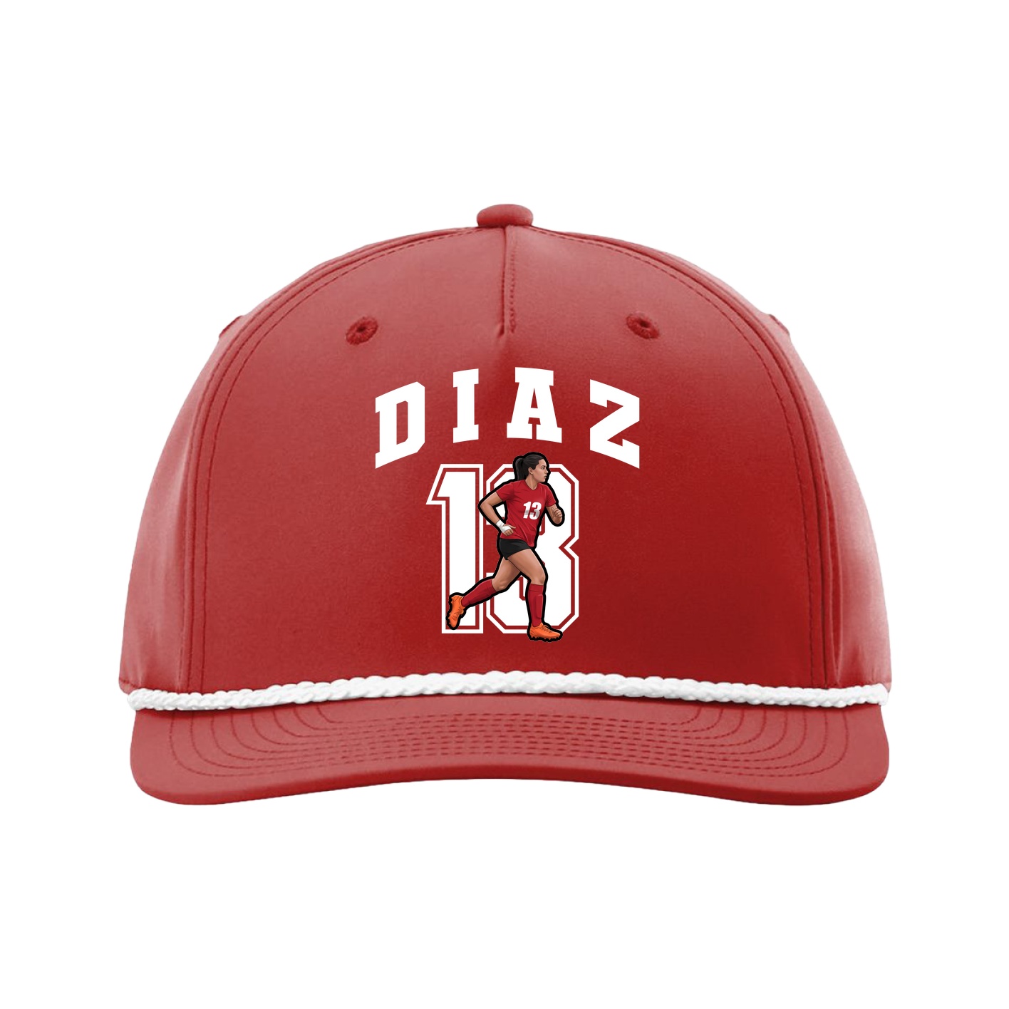 Five-Panel Classic Rope Cap — Number in Red