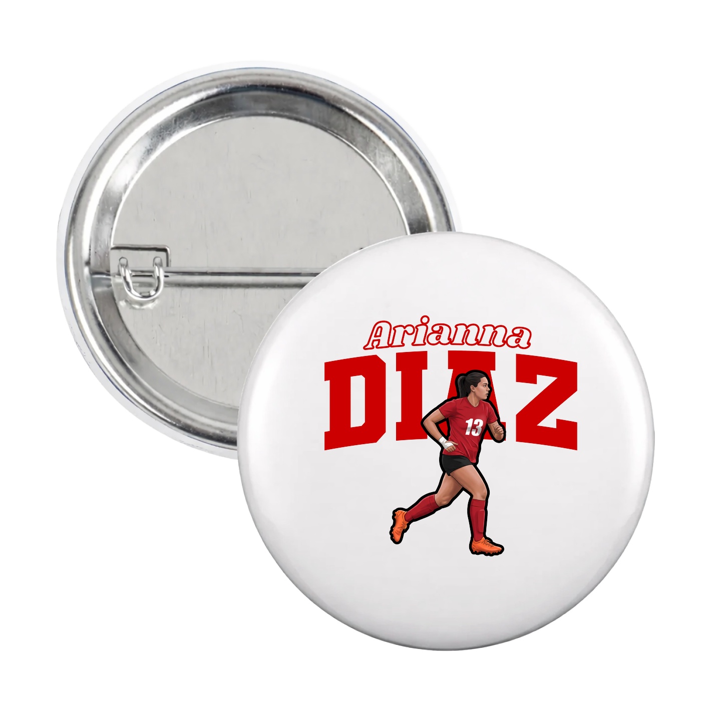 Game Day Button — Name Arch in White
