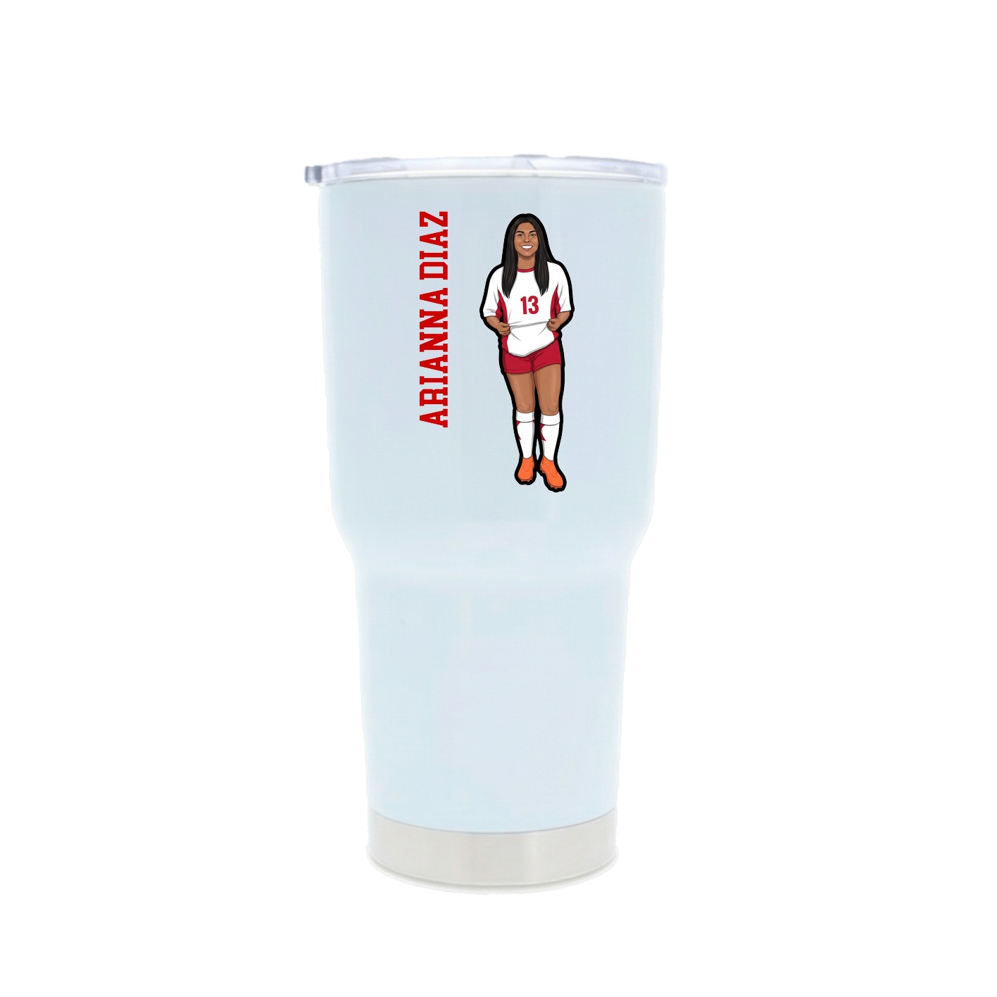 30oz Stainless Steel Tumbler — Name Vertical in White
