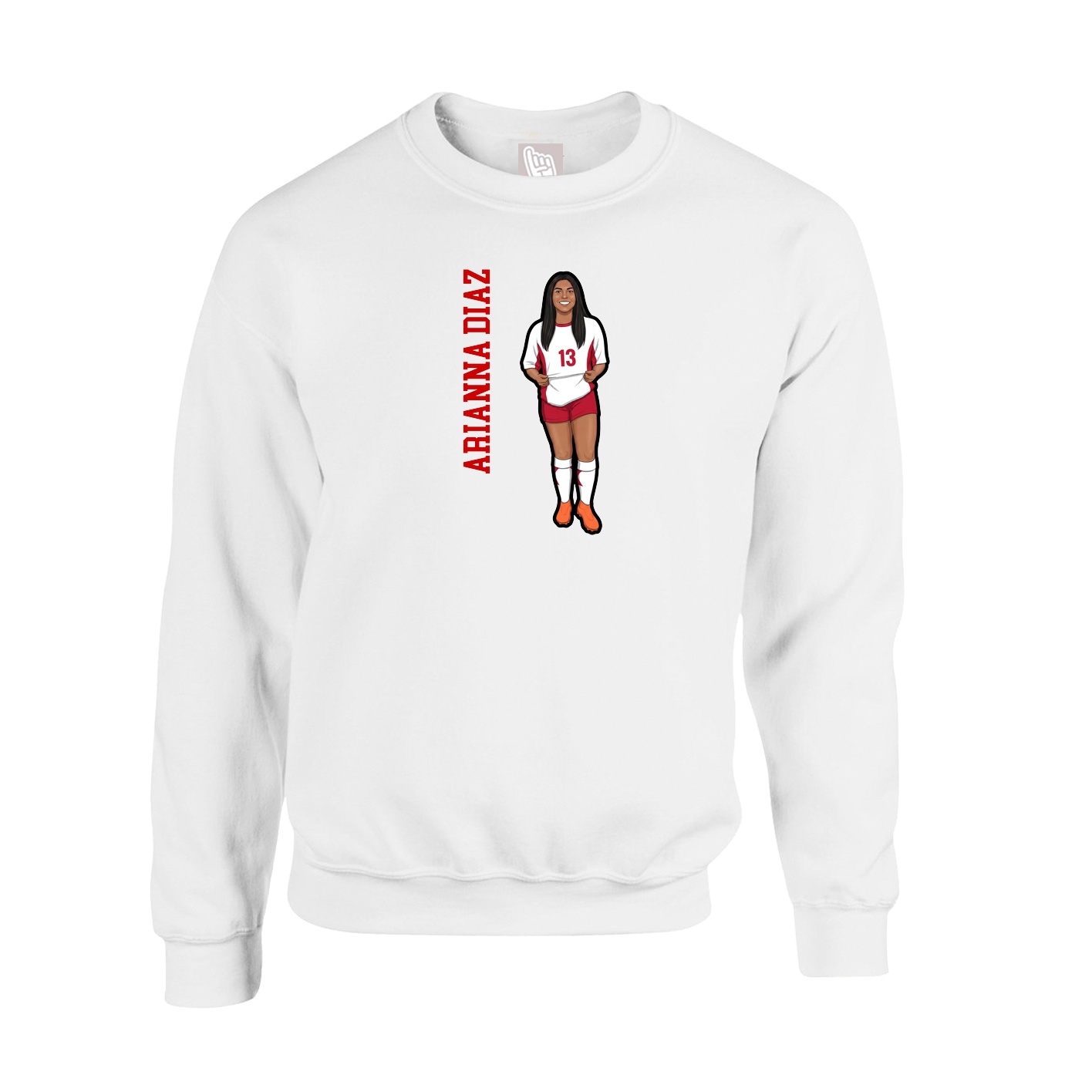 Fleece Crew — Name Vertical in White