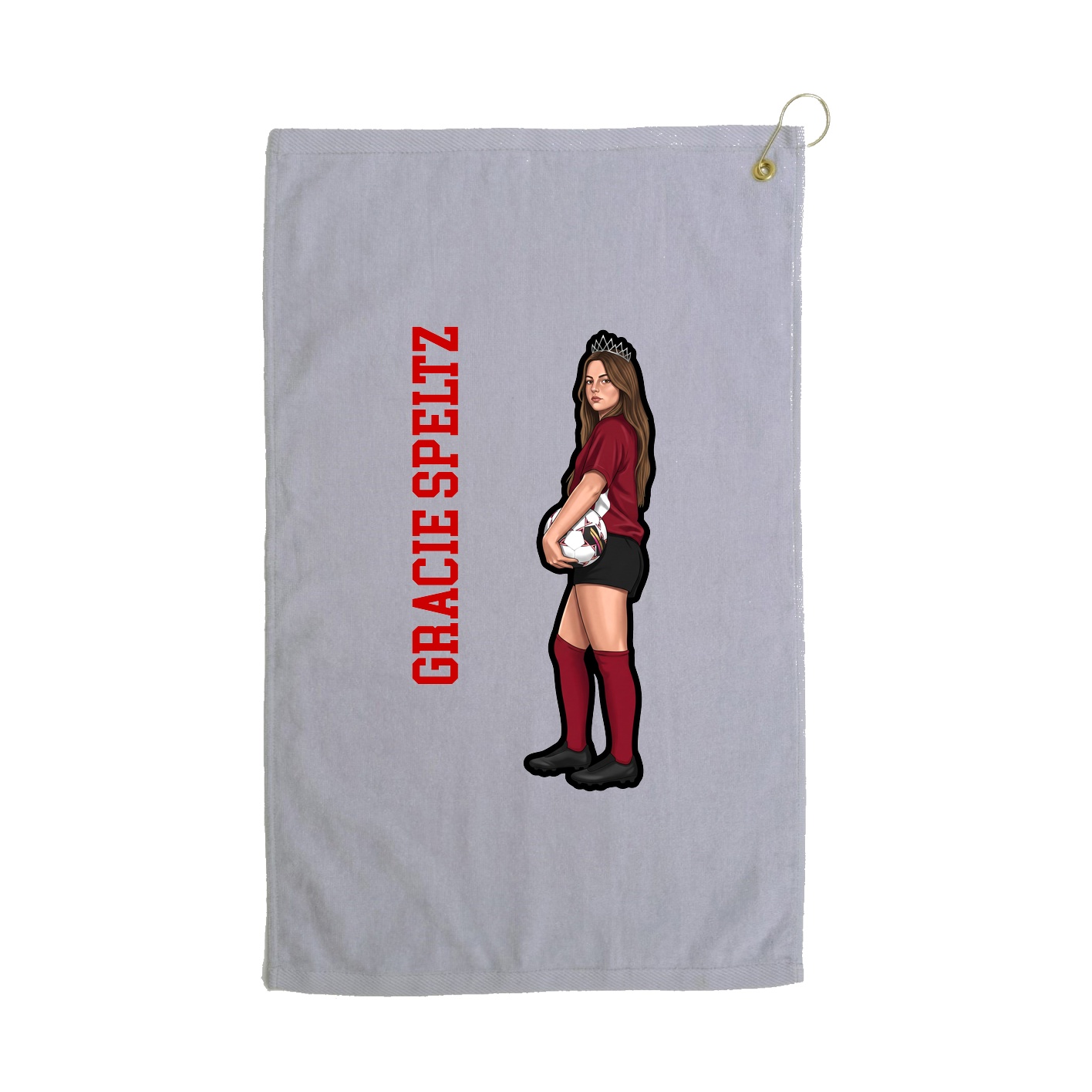 Golf Towel — Name Vertical in Grey