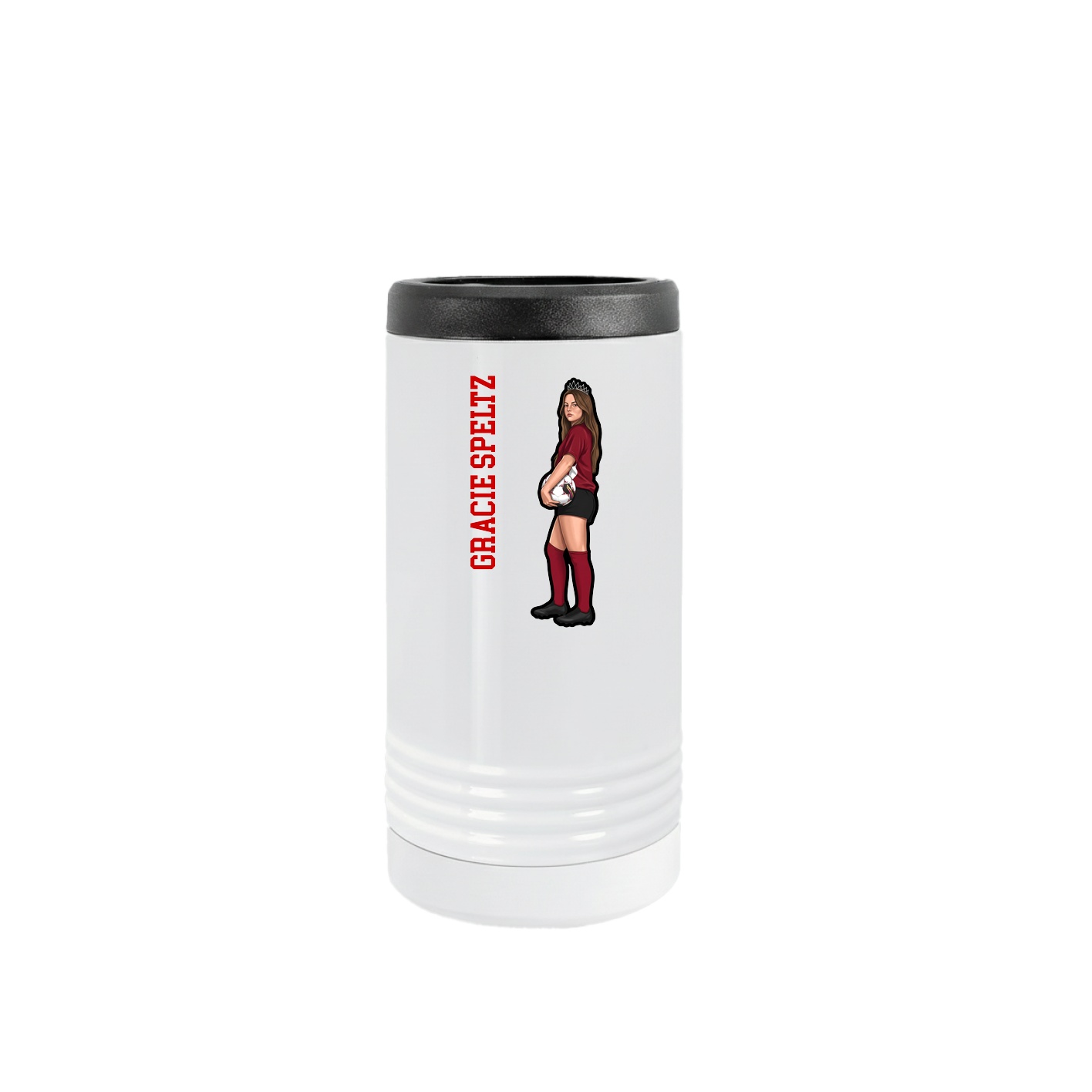 Slim Beverage Holder — Name Vertical in White
