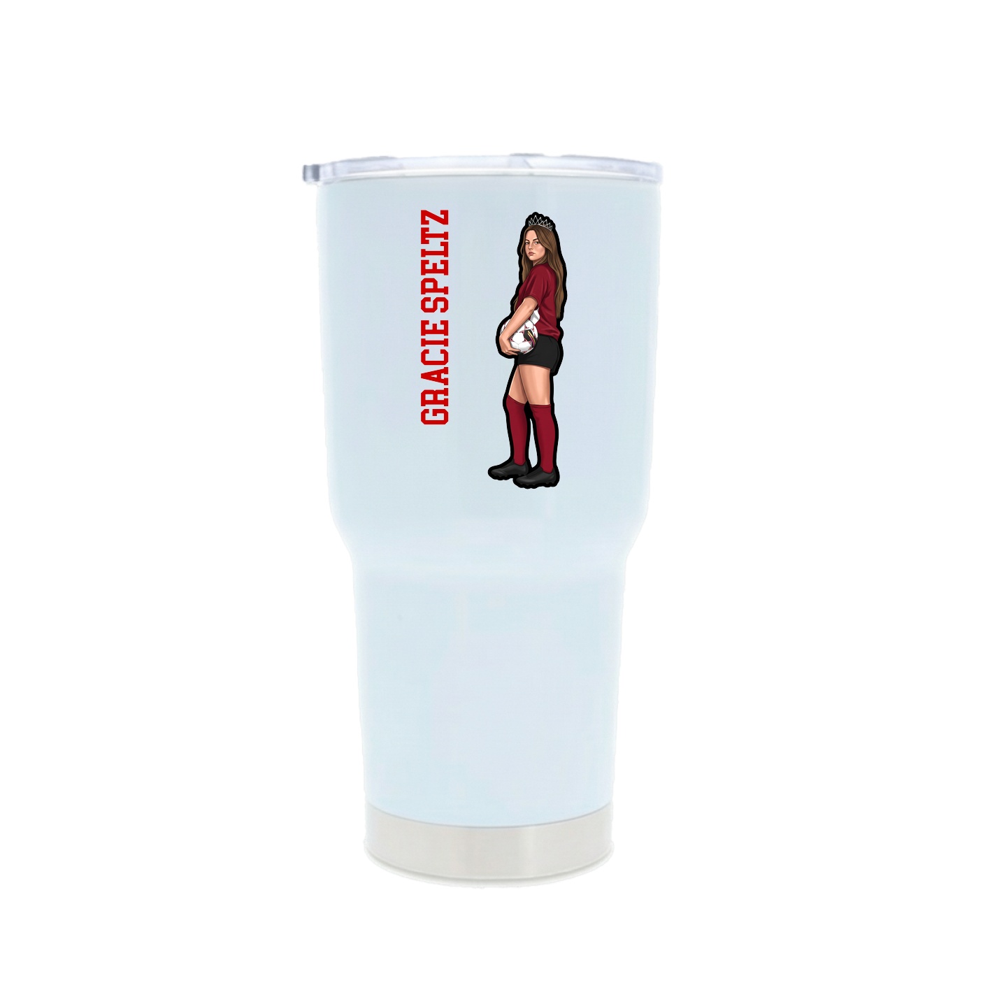 30oz Stainless Steel Tumbler — Name Vertical in White