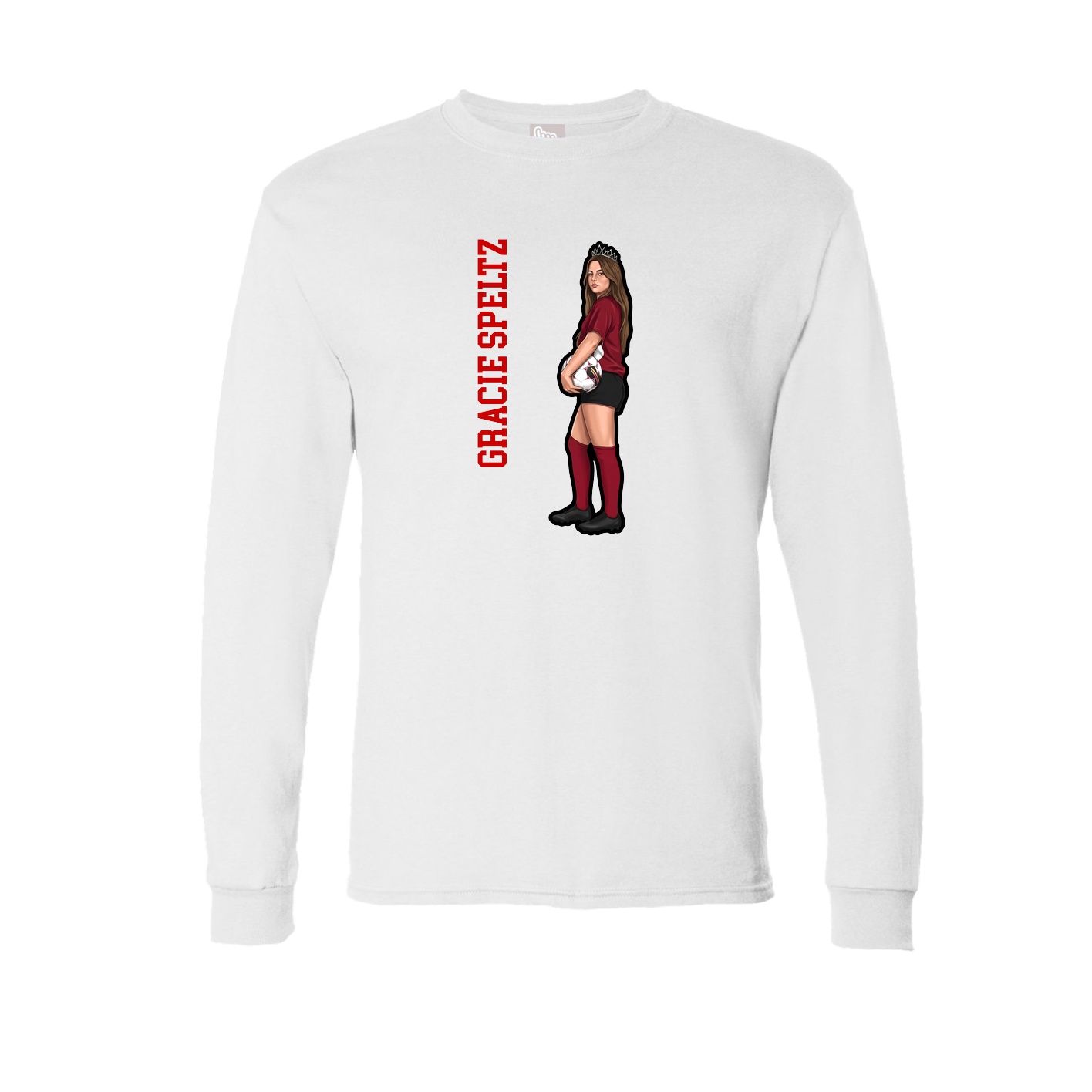 Long Sleeve Tee — Name Vertical in White
