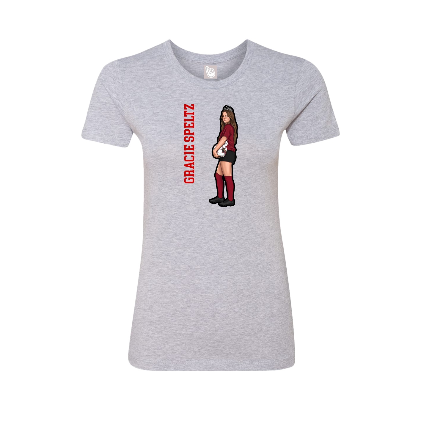 Womens Tee — Name Vertical in Grey