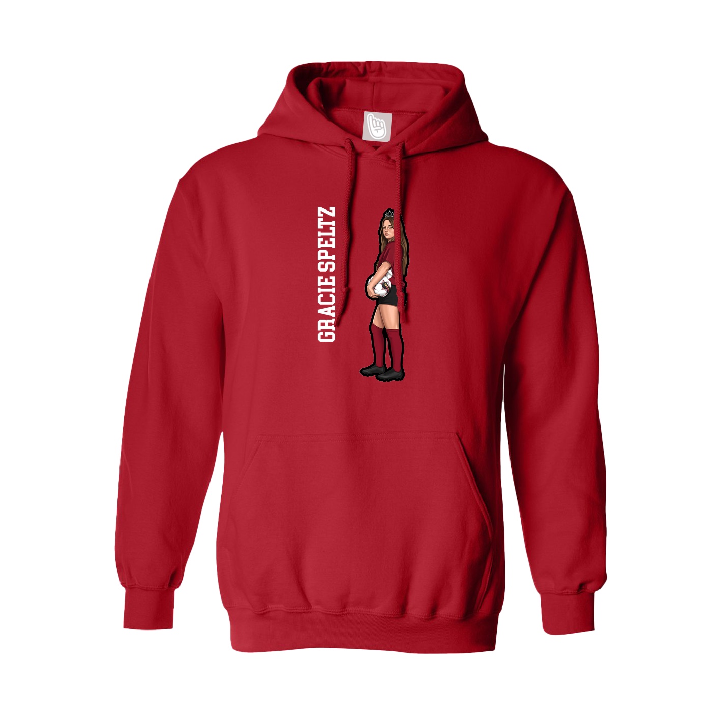 Youth Hoodie — Name Vertical in Red