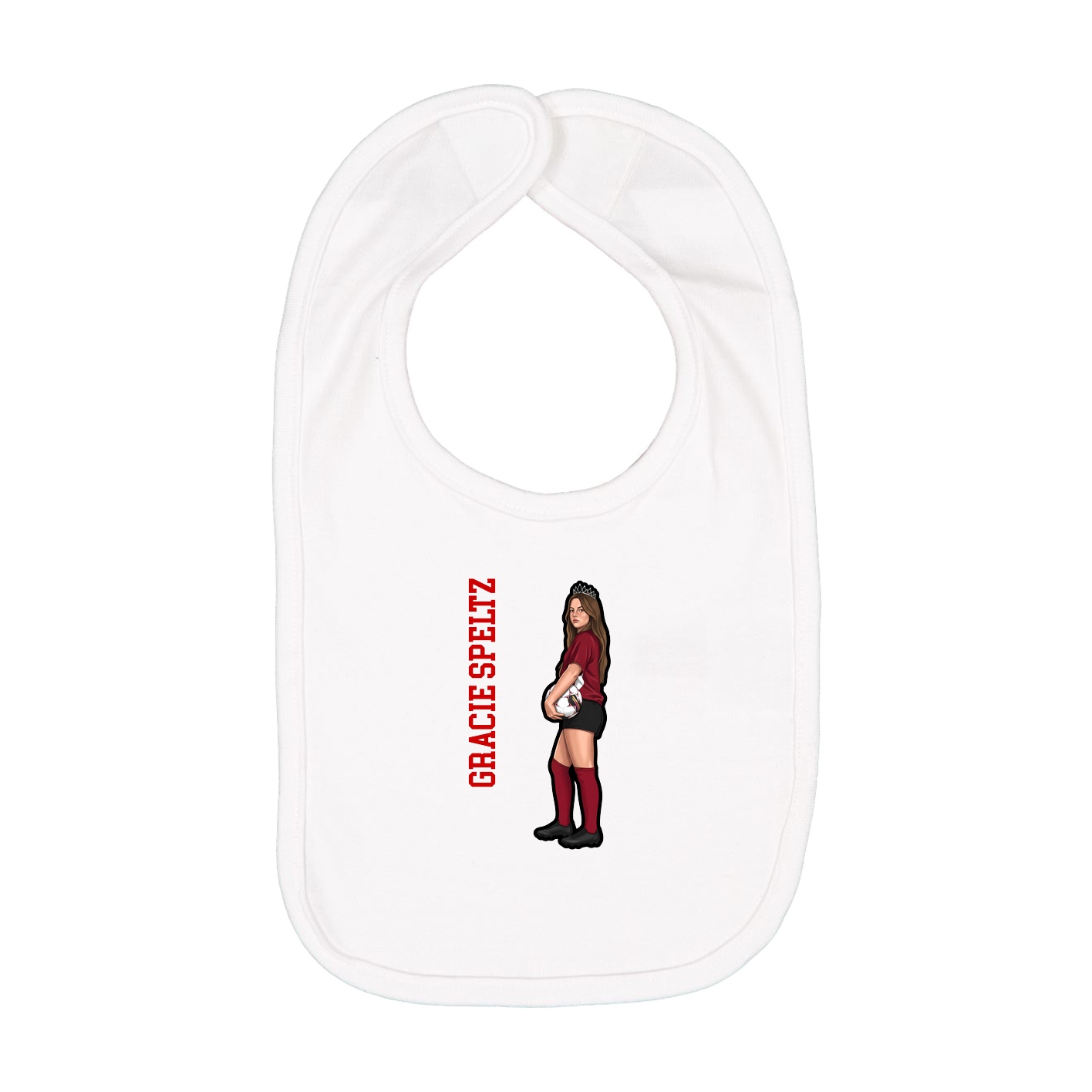 Infant Bib — Name Vertical in White
