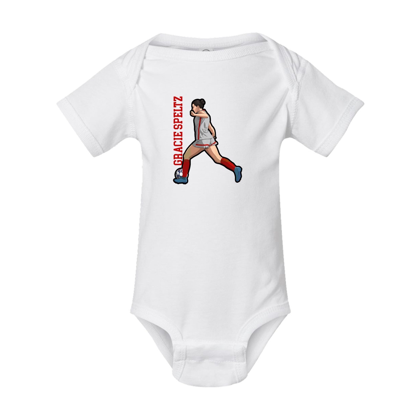 Baby Onesie — Name Vertical in White
