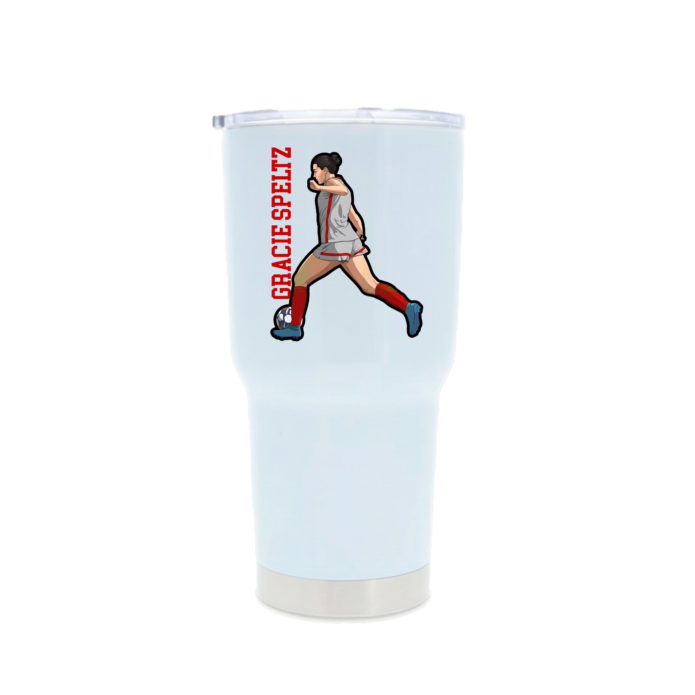 30oz Stainless Steel Tumbler — Name Vertical in White
