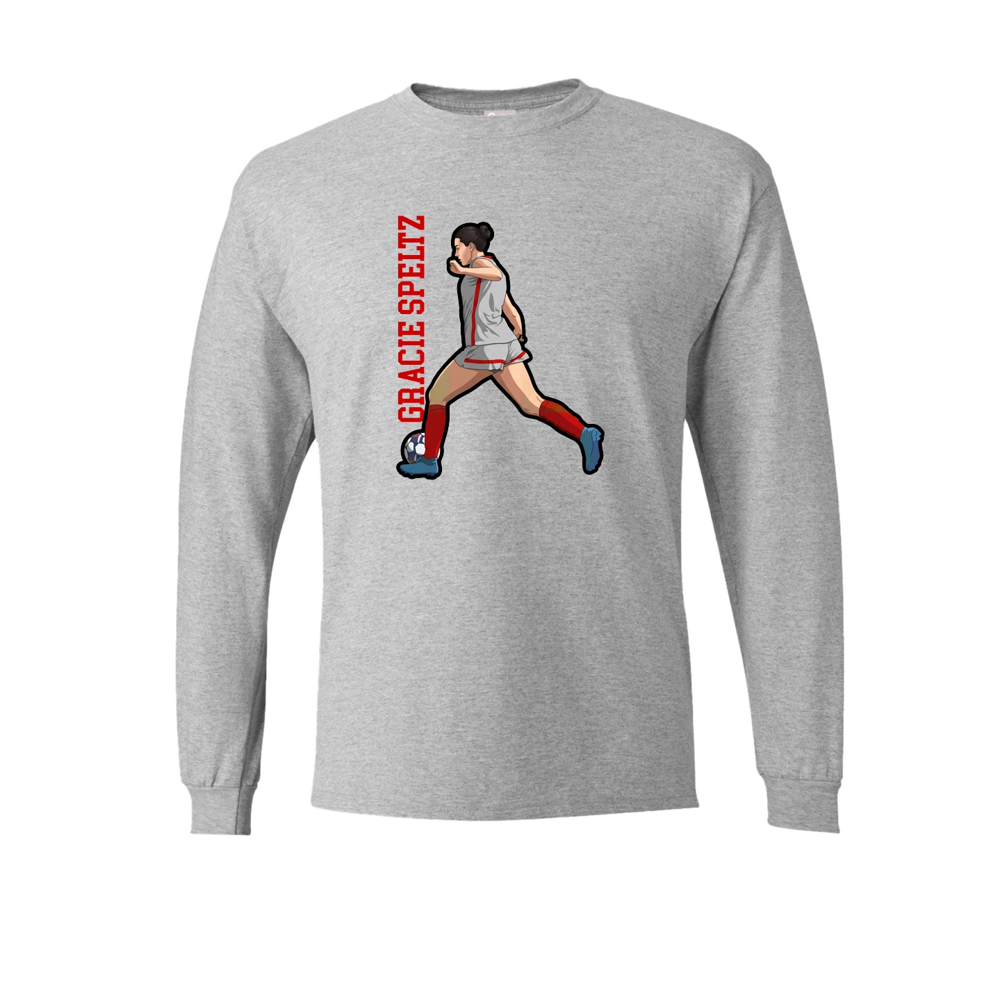 Long Sleeve Tee — Name Vertical in Grey
