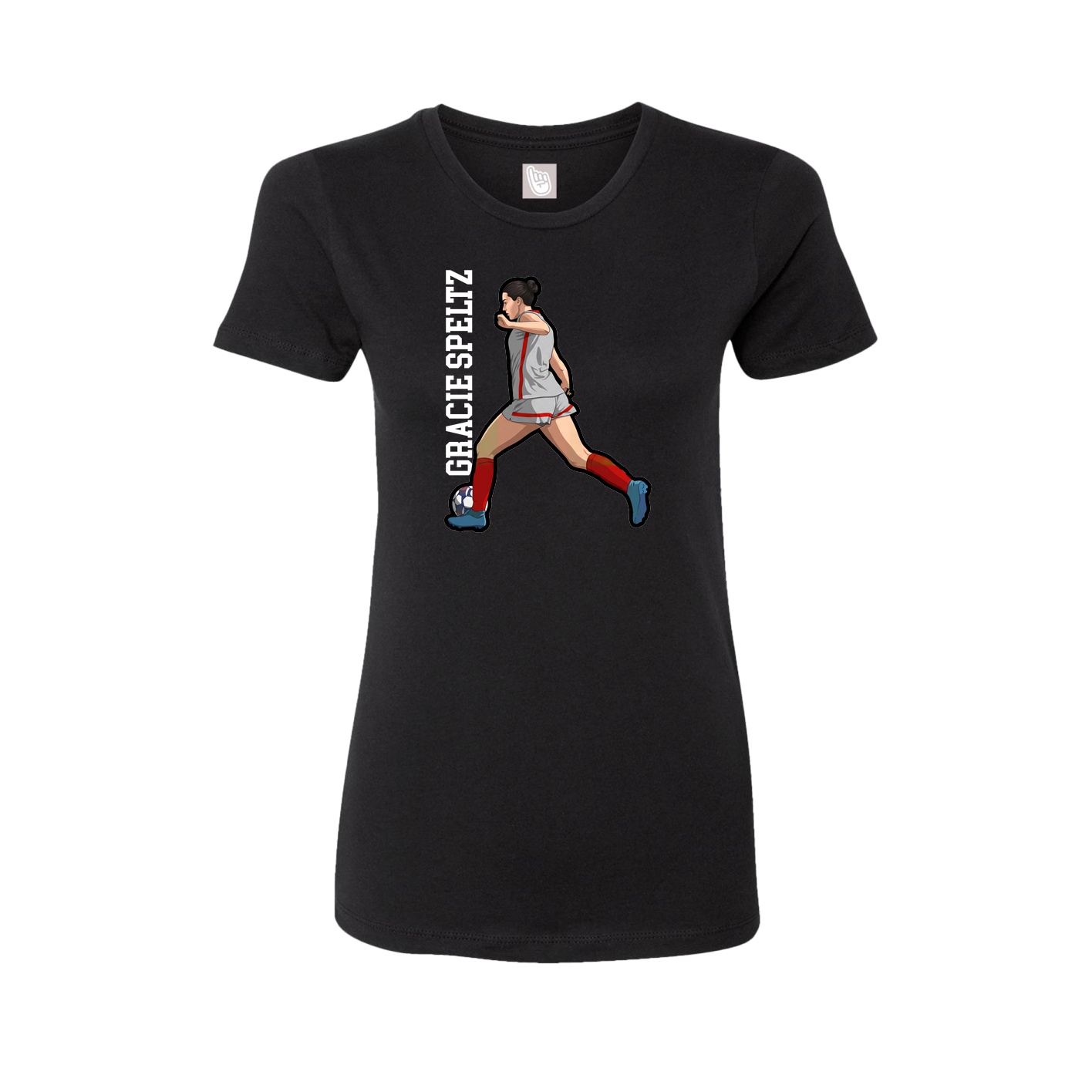 Fitted Women's Tee — Name Vertical in Black