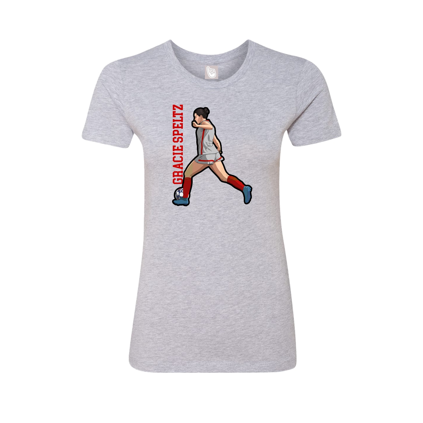 Womens Tee — Name Vertical in Grey