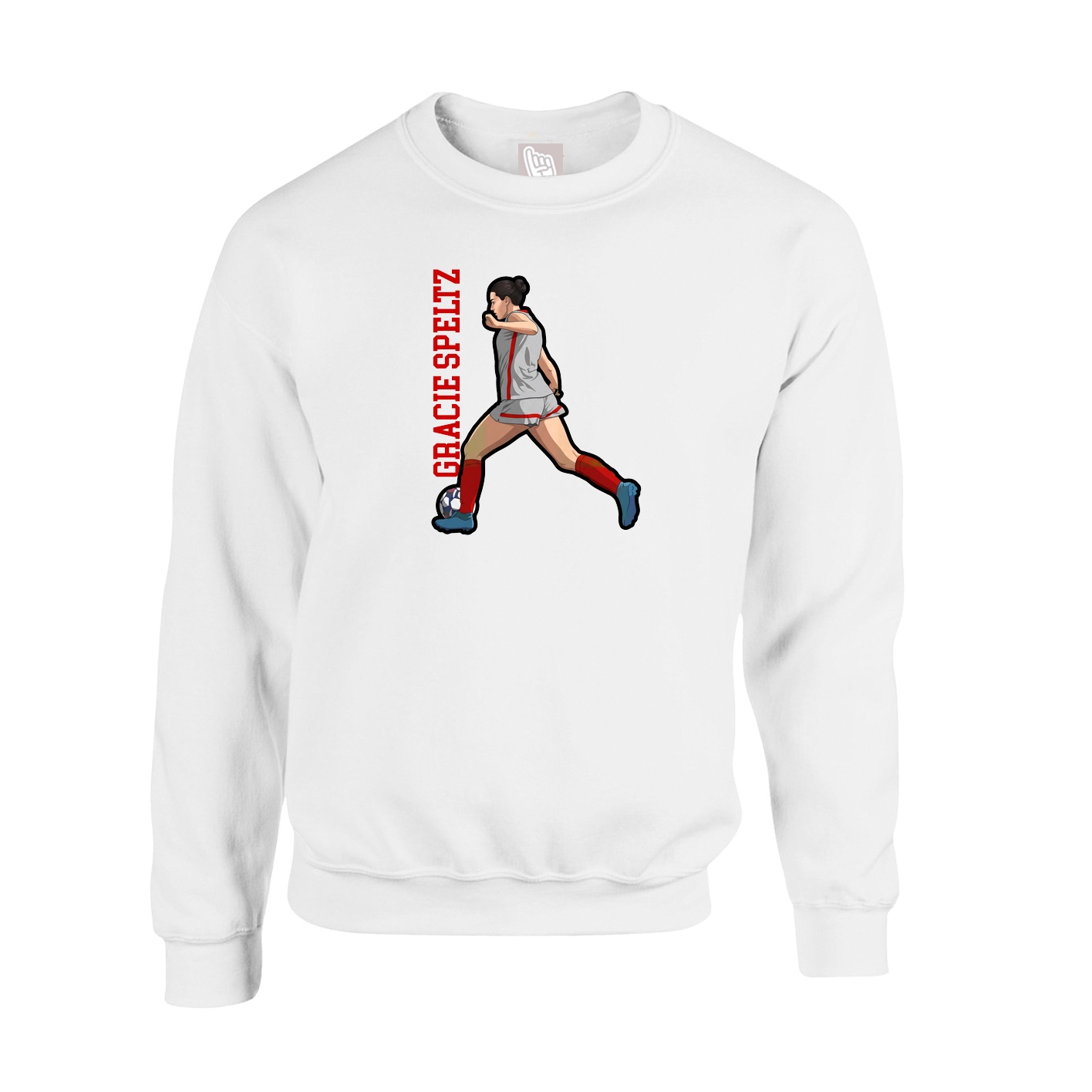 Fleece Crew — Name Vertical in White