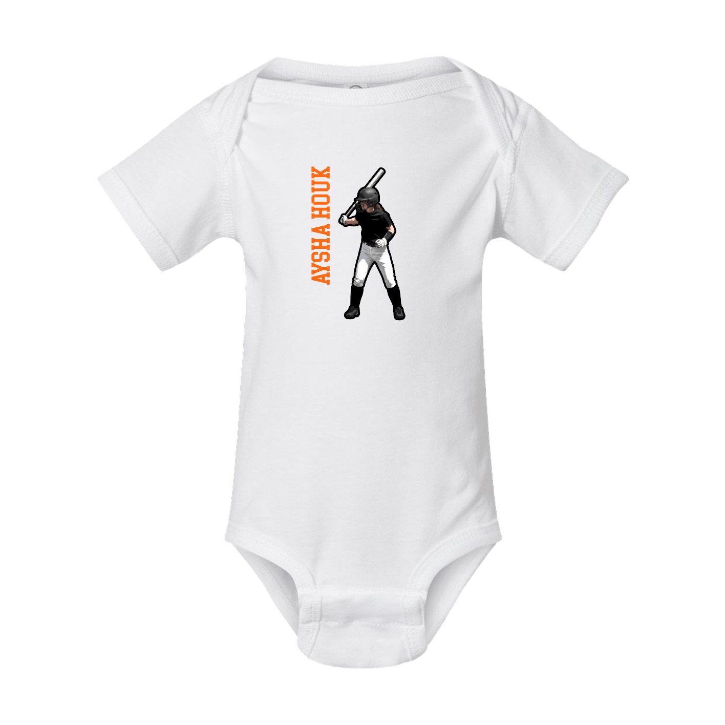 Baby Onesie — Name Vertical in White