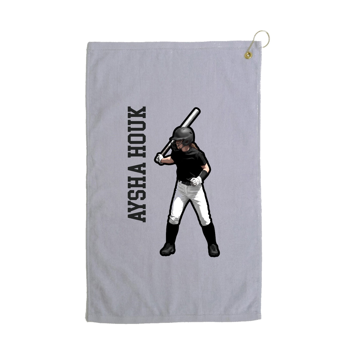 Golf Towel — Name Vertical in Grey