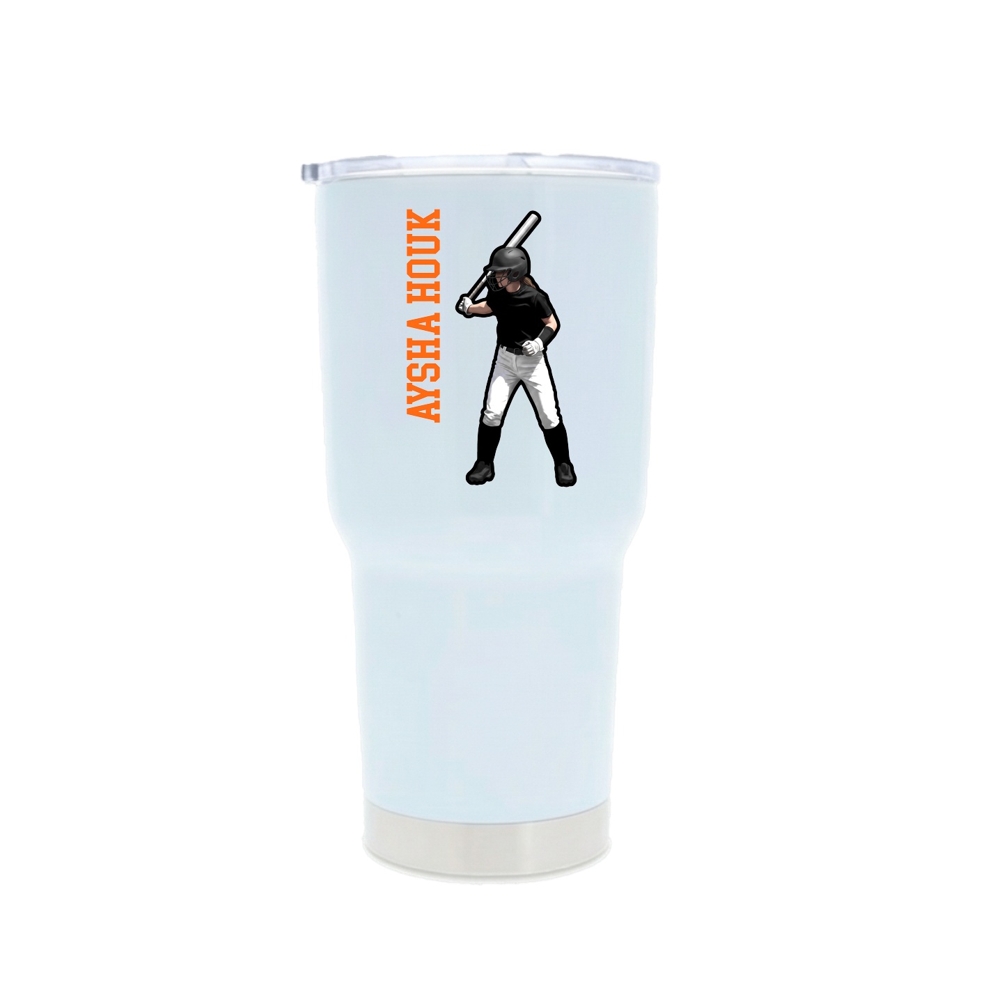 30oz Stainless Steel Tumbler — Name Vertical in White