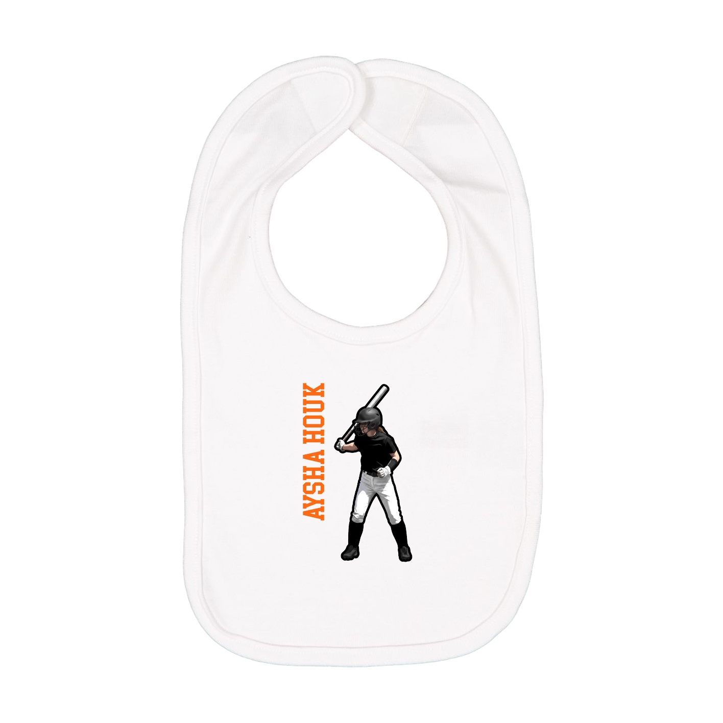 Infant Bib — Name Vertical in White