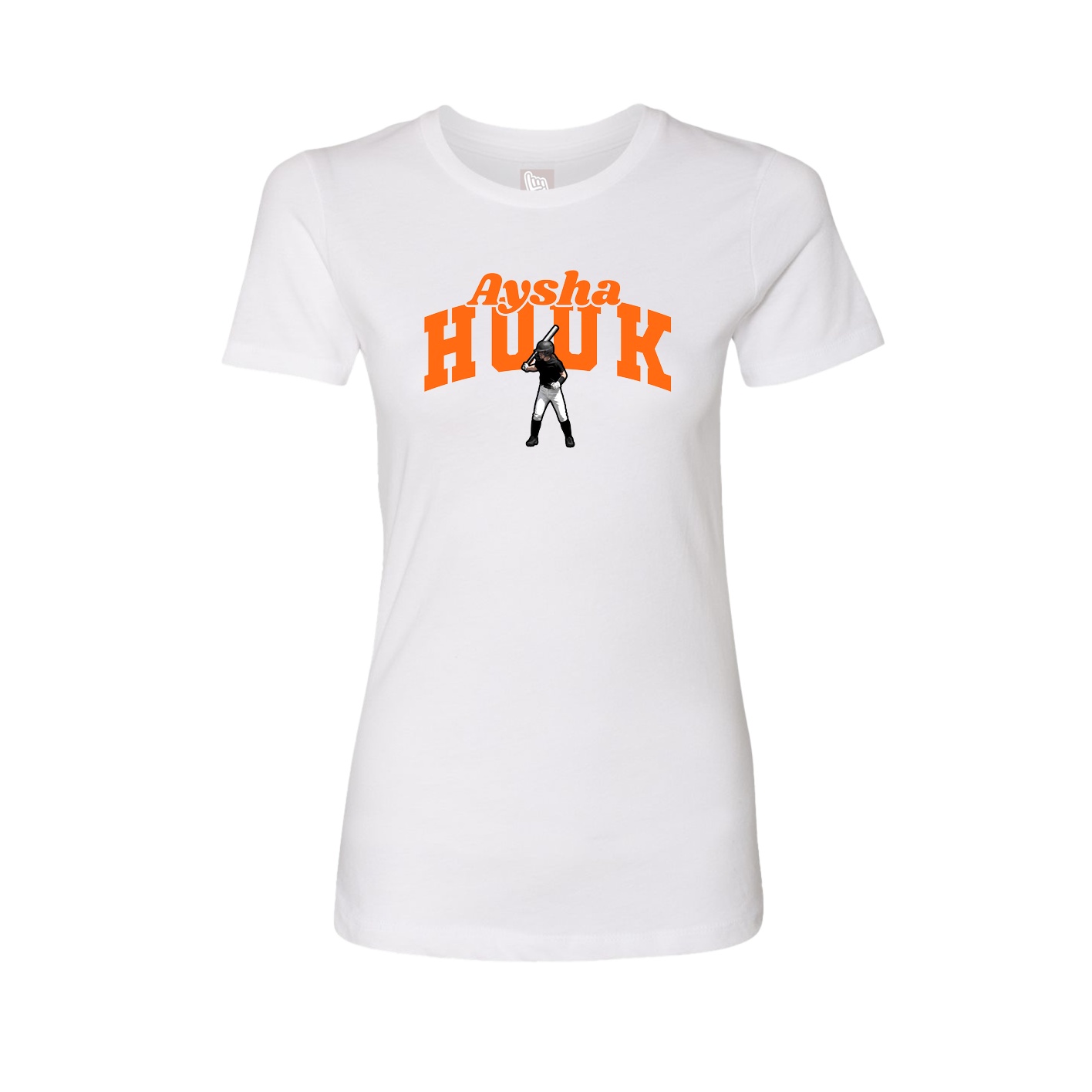 Fitted Women's Tee — Signature Arch in White