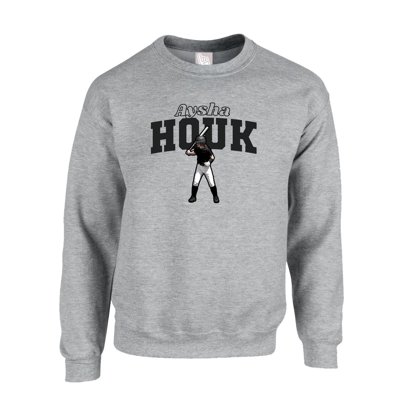 Fleece Crew — Name Arch in Grey