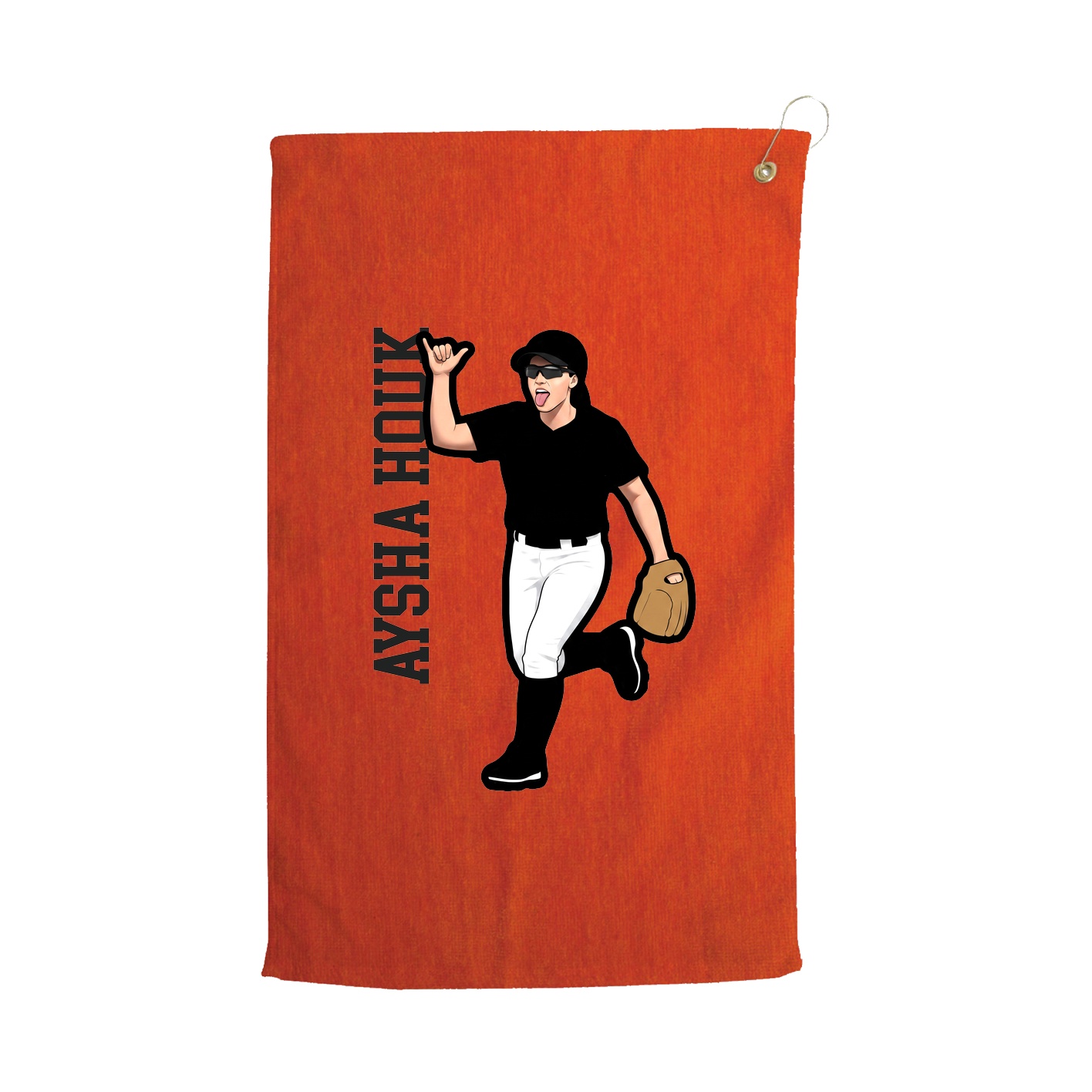 Golf Towel — Name Vertical in Orange