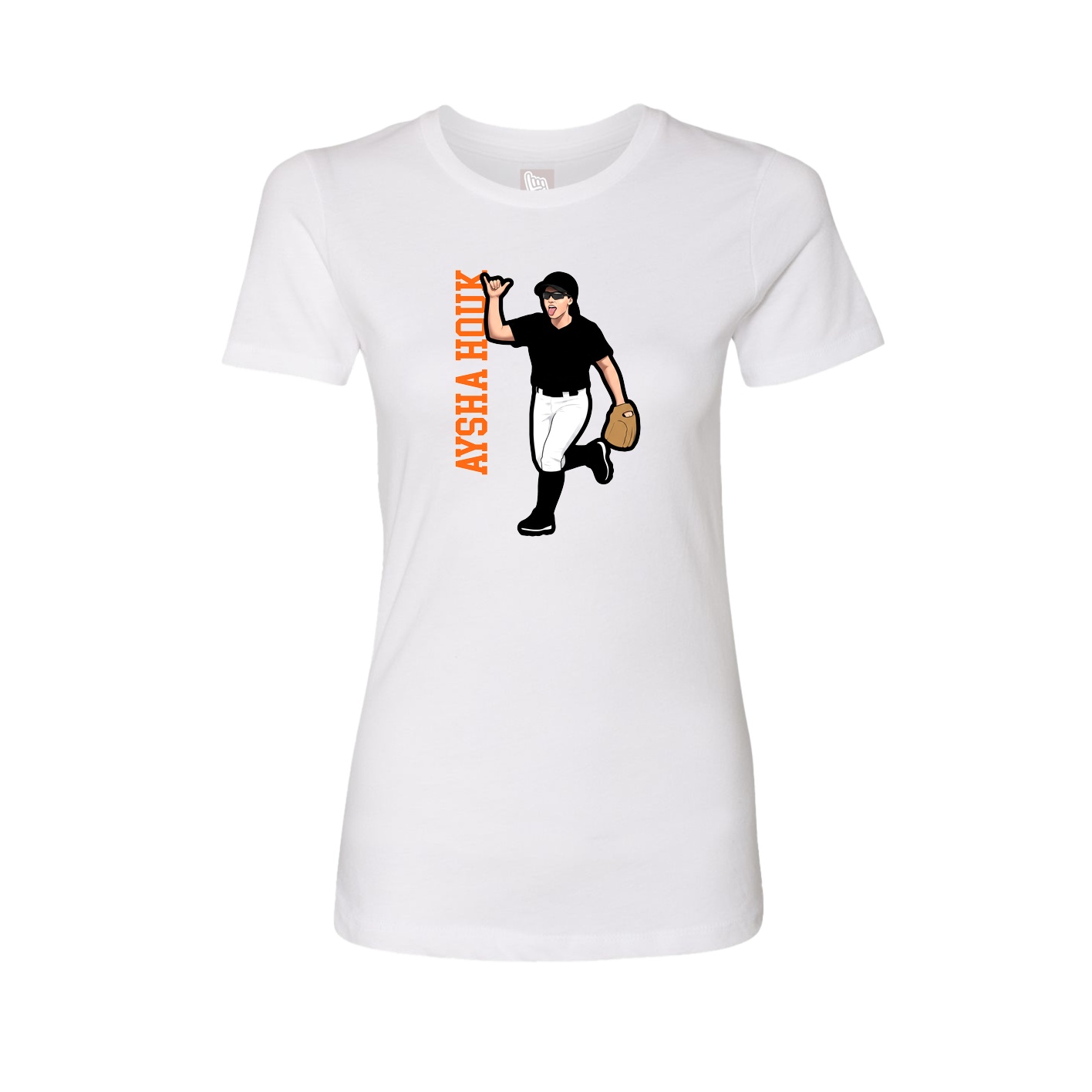Fitted Women's Tee — Name Vertical in White