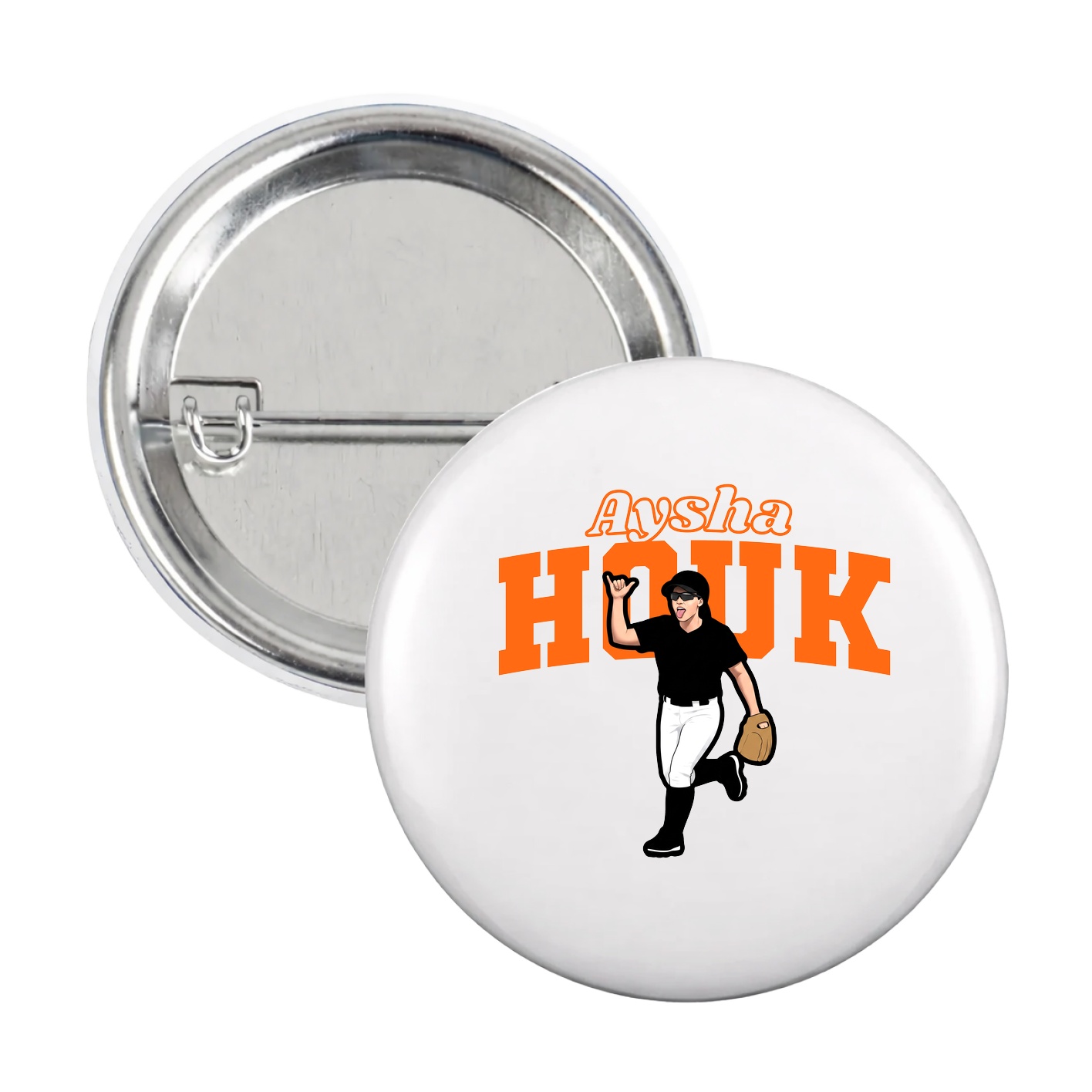 Game Day Button — Name Arch in White