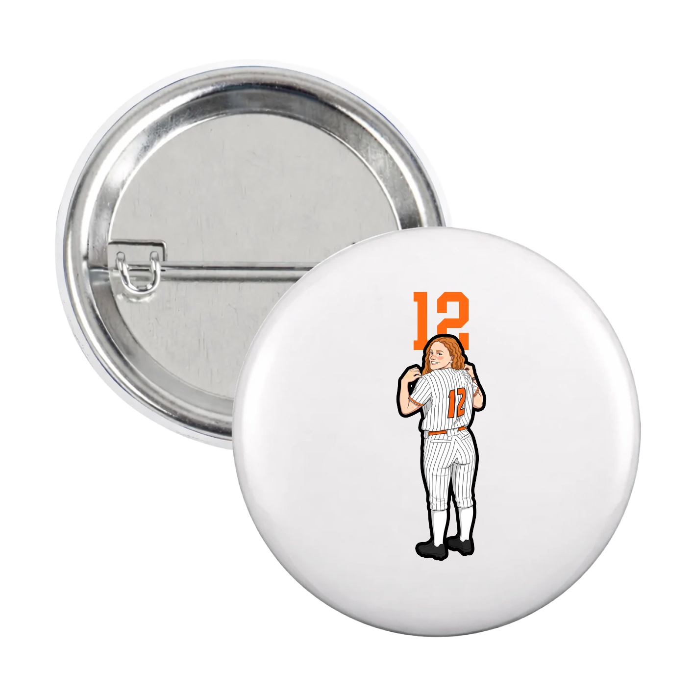 Game Day Button — Number Top in White