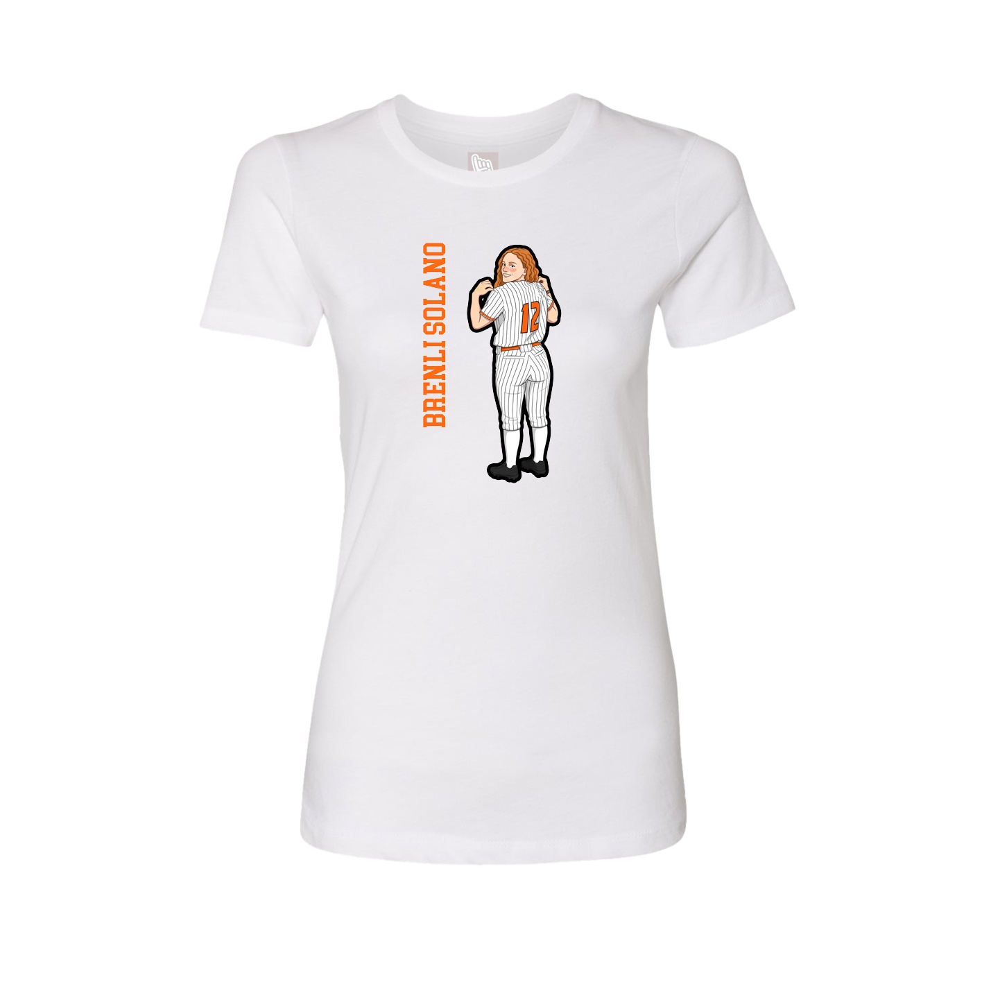 Fitted Women's Tee — Name Vertical in White