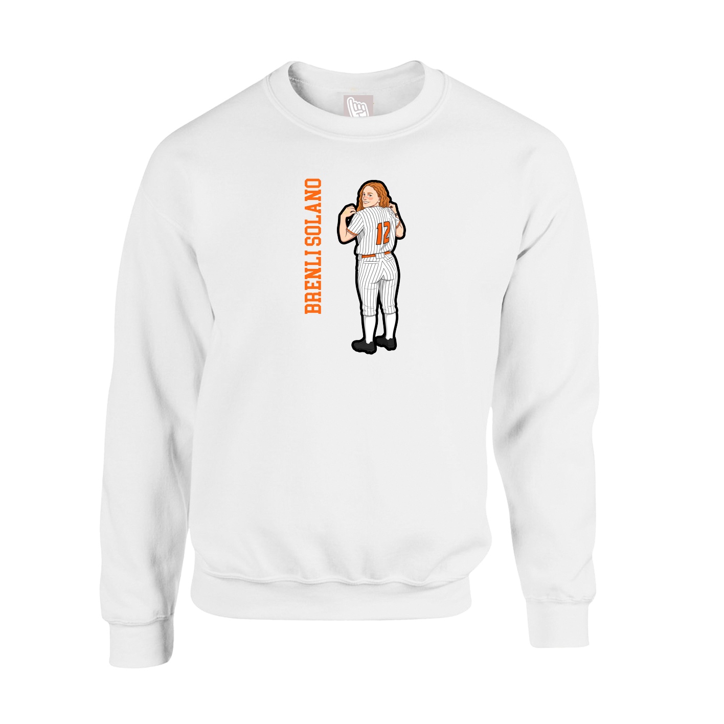 Fleece Crew — Name Vertical in White
