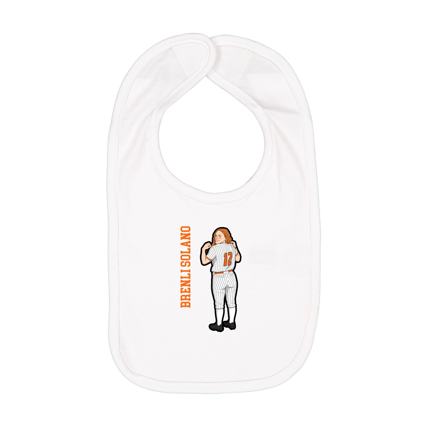 Infant Bib — Name Vertical in White