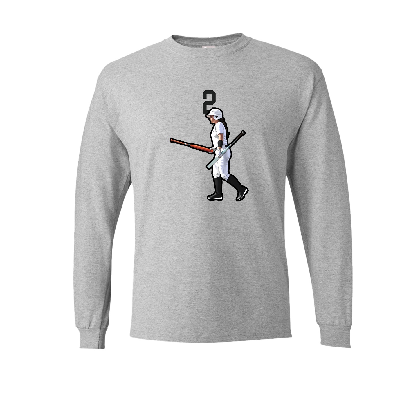 Long Sleeve Tee — Number Top in Grey