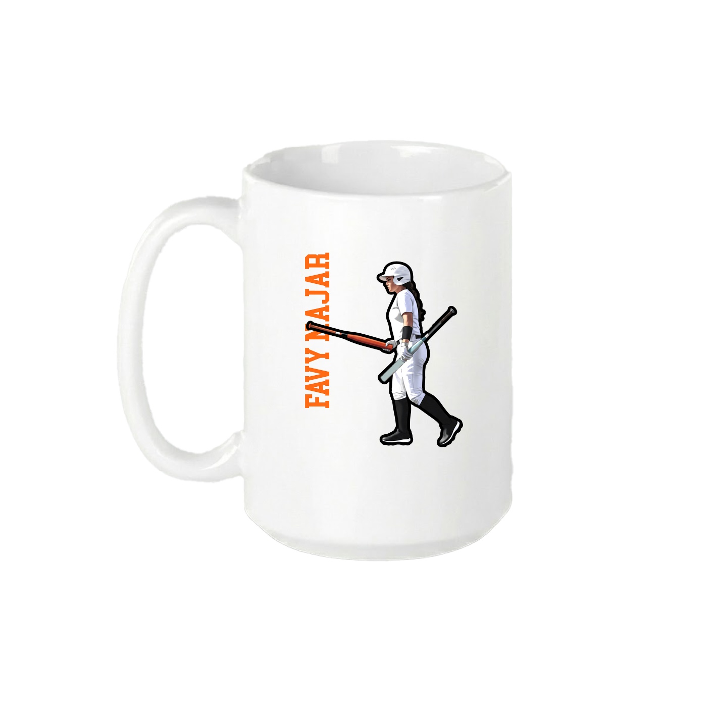 15oz Coffee Mug — Name Vertical in White