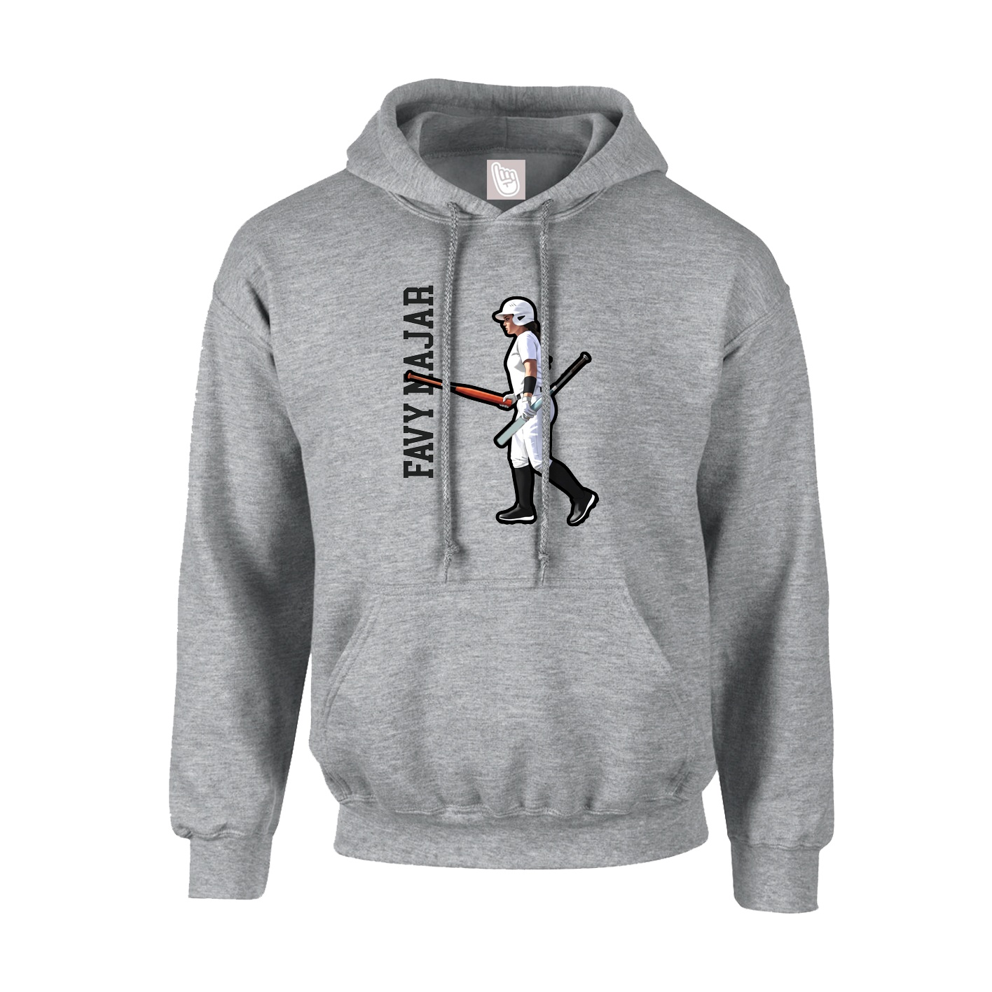 Hoodie — Name Vertical in Grey