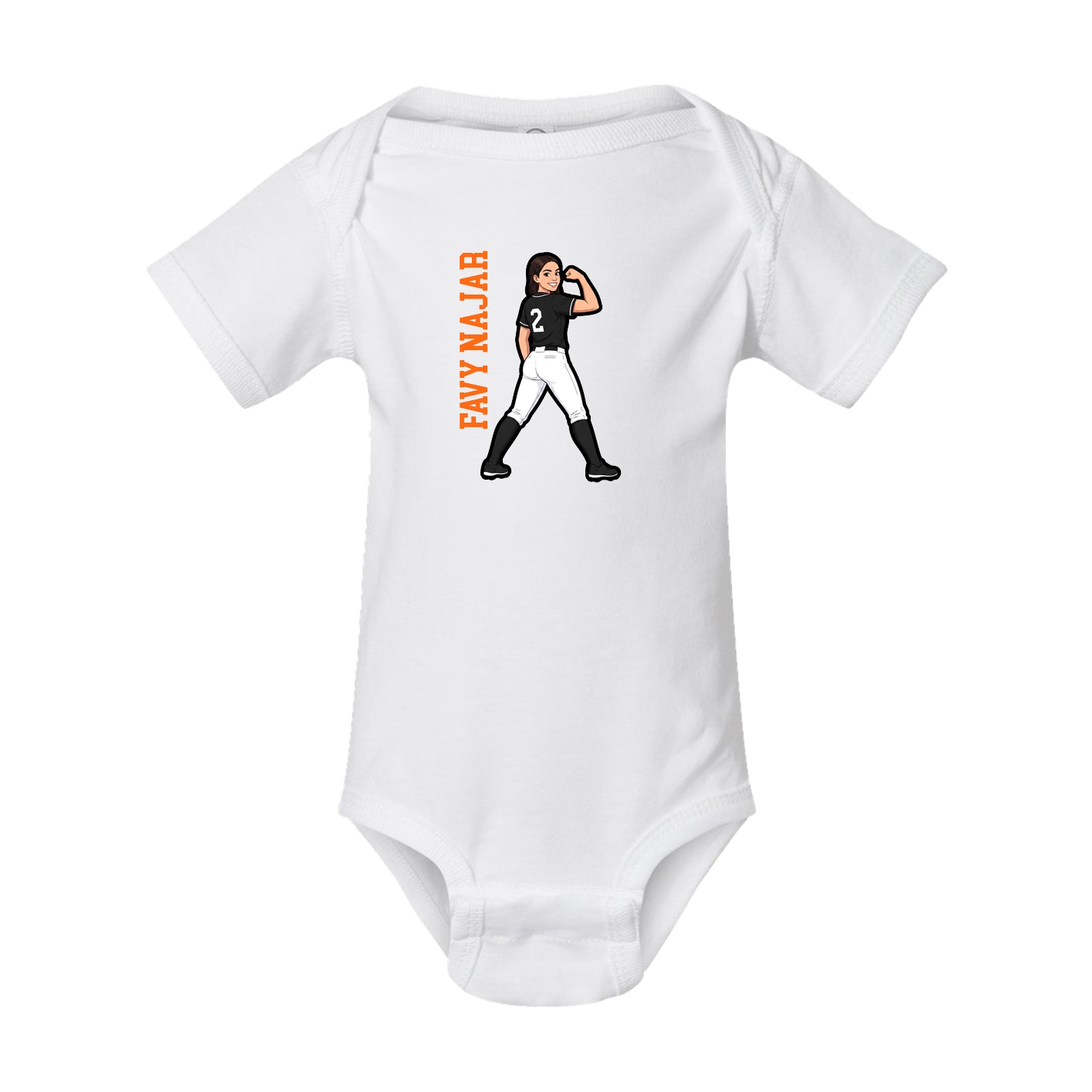 Baby Onesie — Name Vertical in White