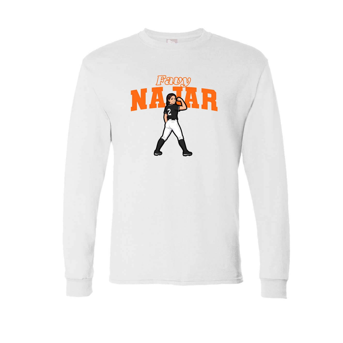 Long Sleeve Tee — Name Arch in White