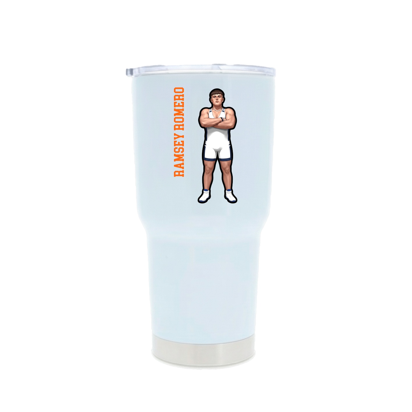 30oz Stainless Steel Tumbler — Name Vertical in White