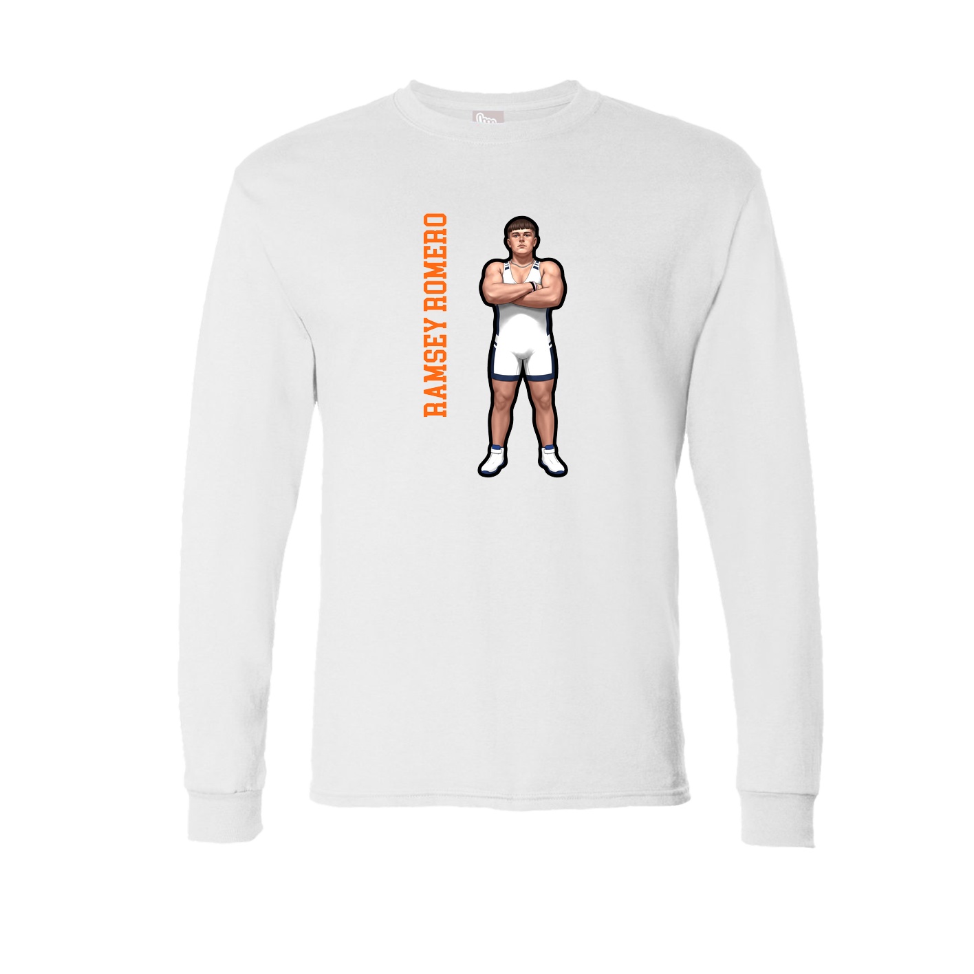 Long Sleeve Tee — Name Vertical in White