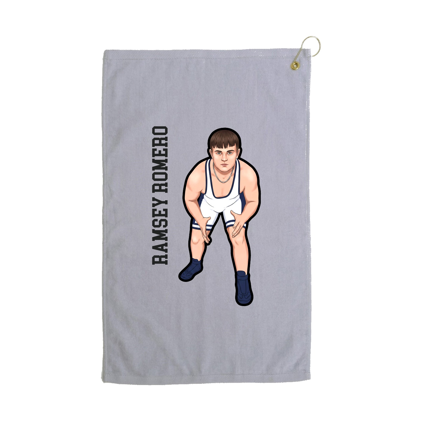 Golf Towel — Name Vertical in Grey