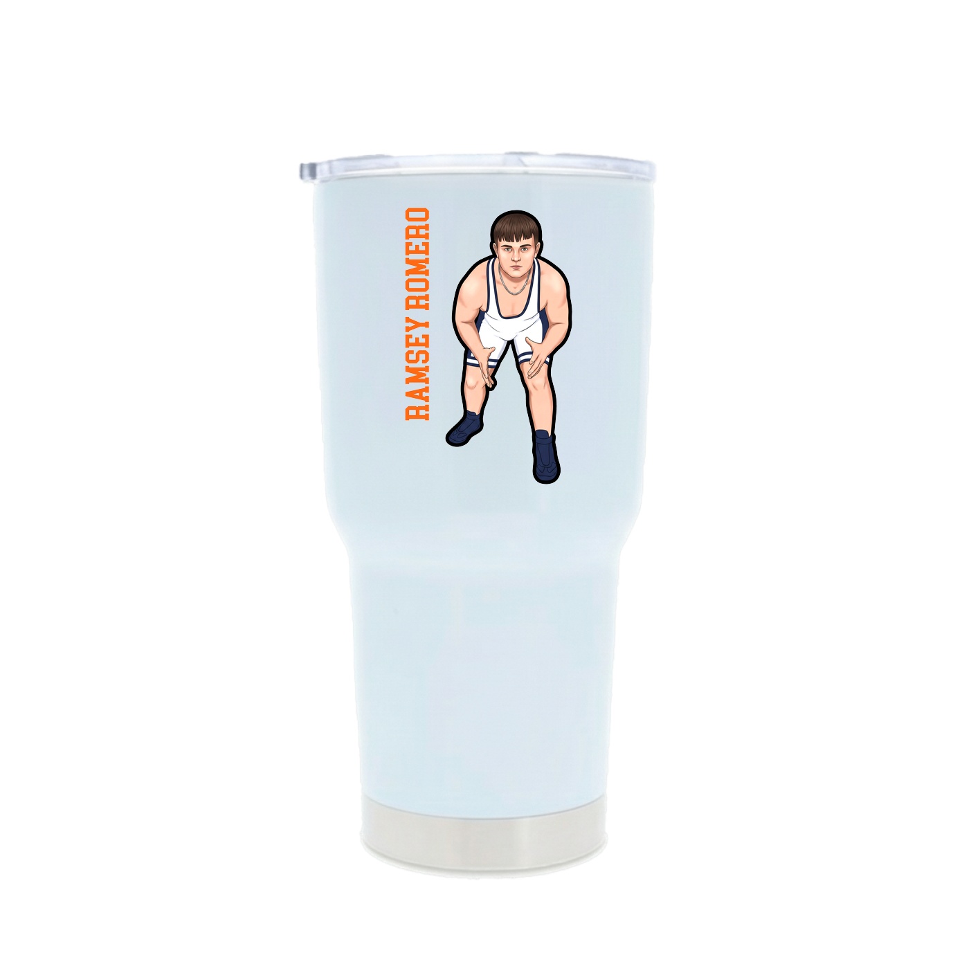 30oz Stainless Steel Tumbler — Name Vertical in White
